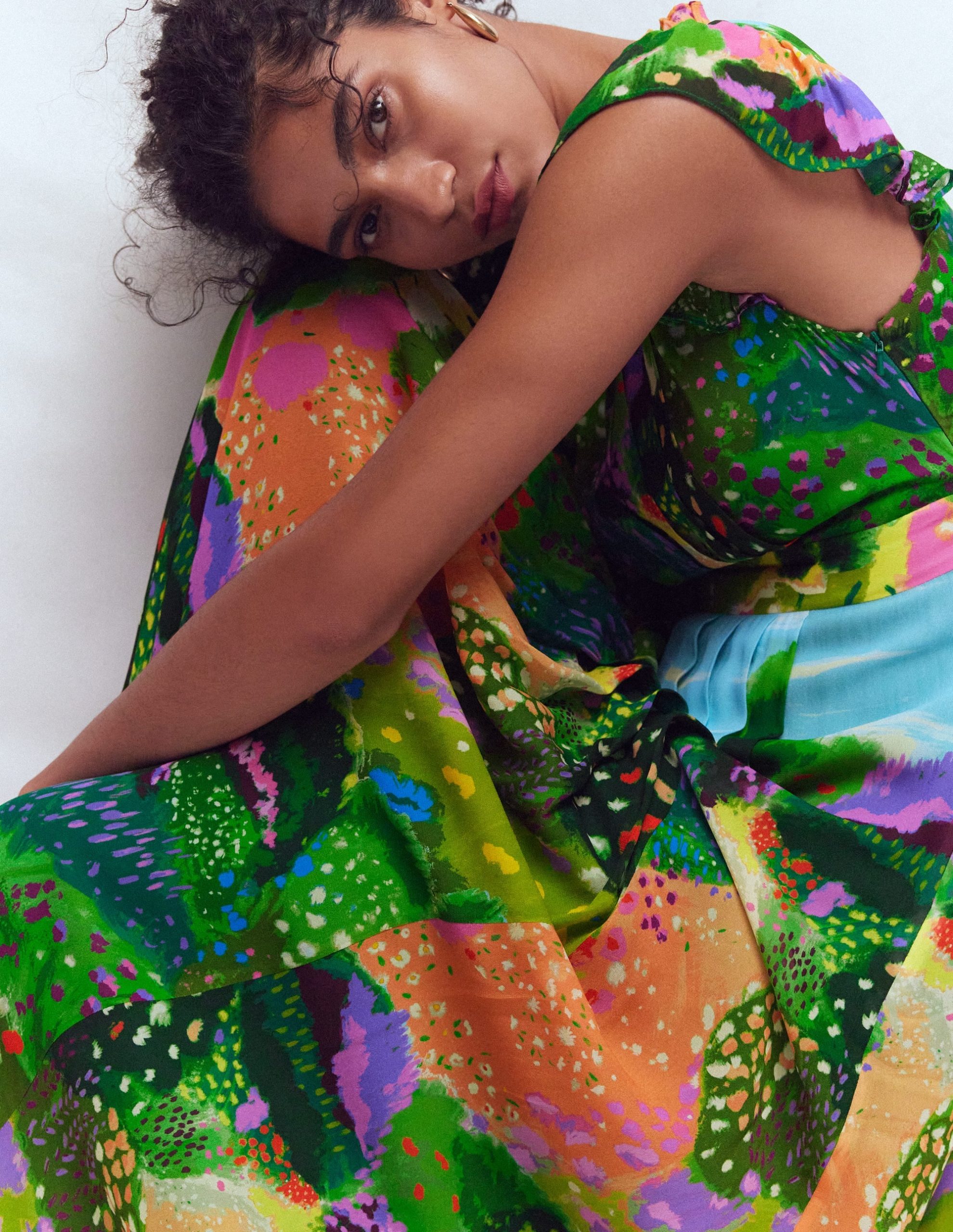 Pleat Ruffle Maxi Dress-Multi. Garden Path - Image 6