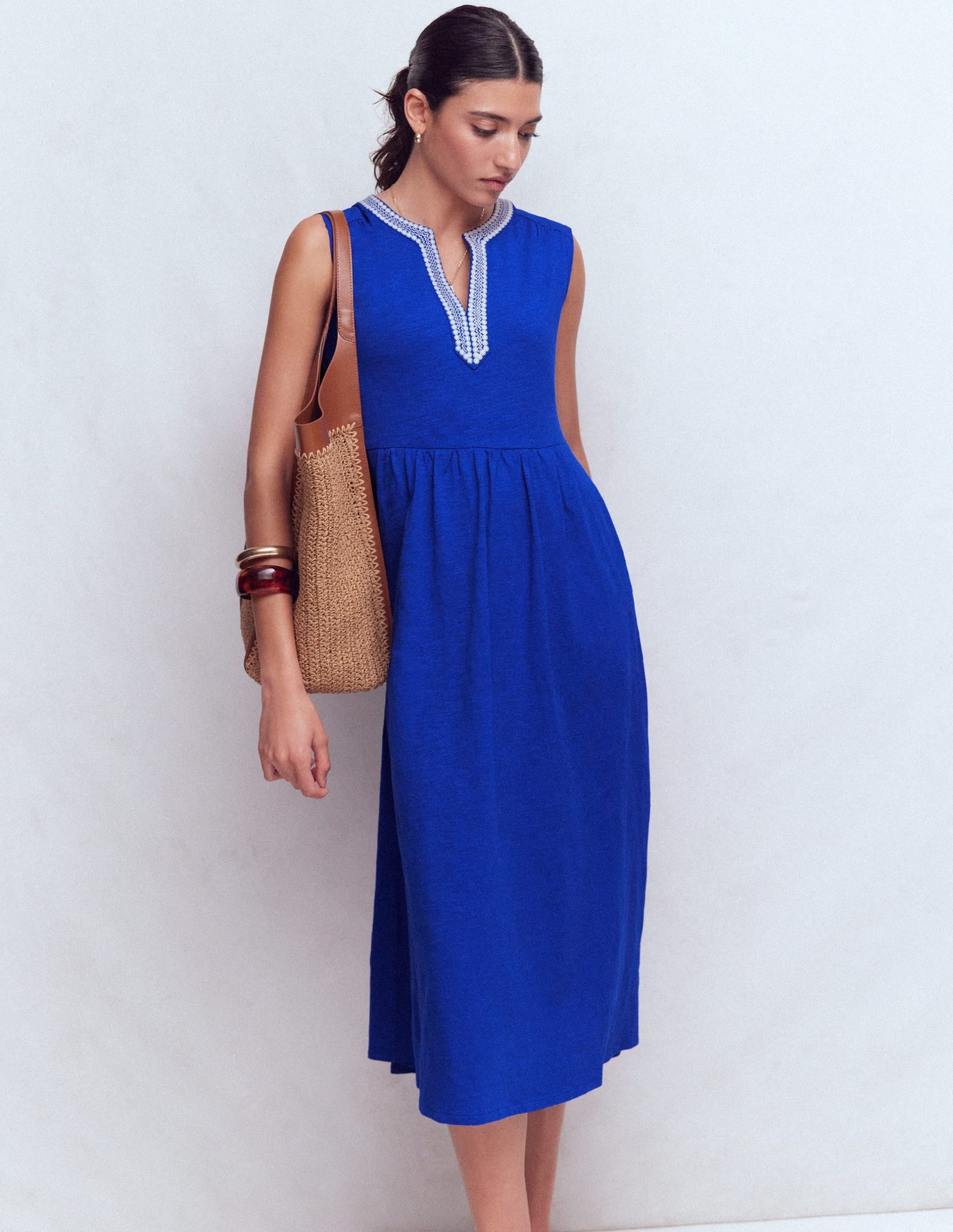 May Jersey Midi Dress-Bright Blue - Image 4