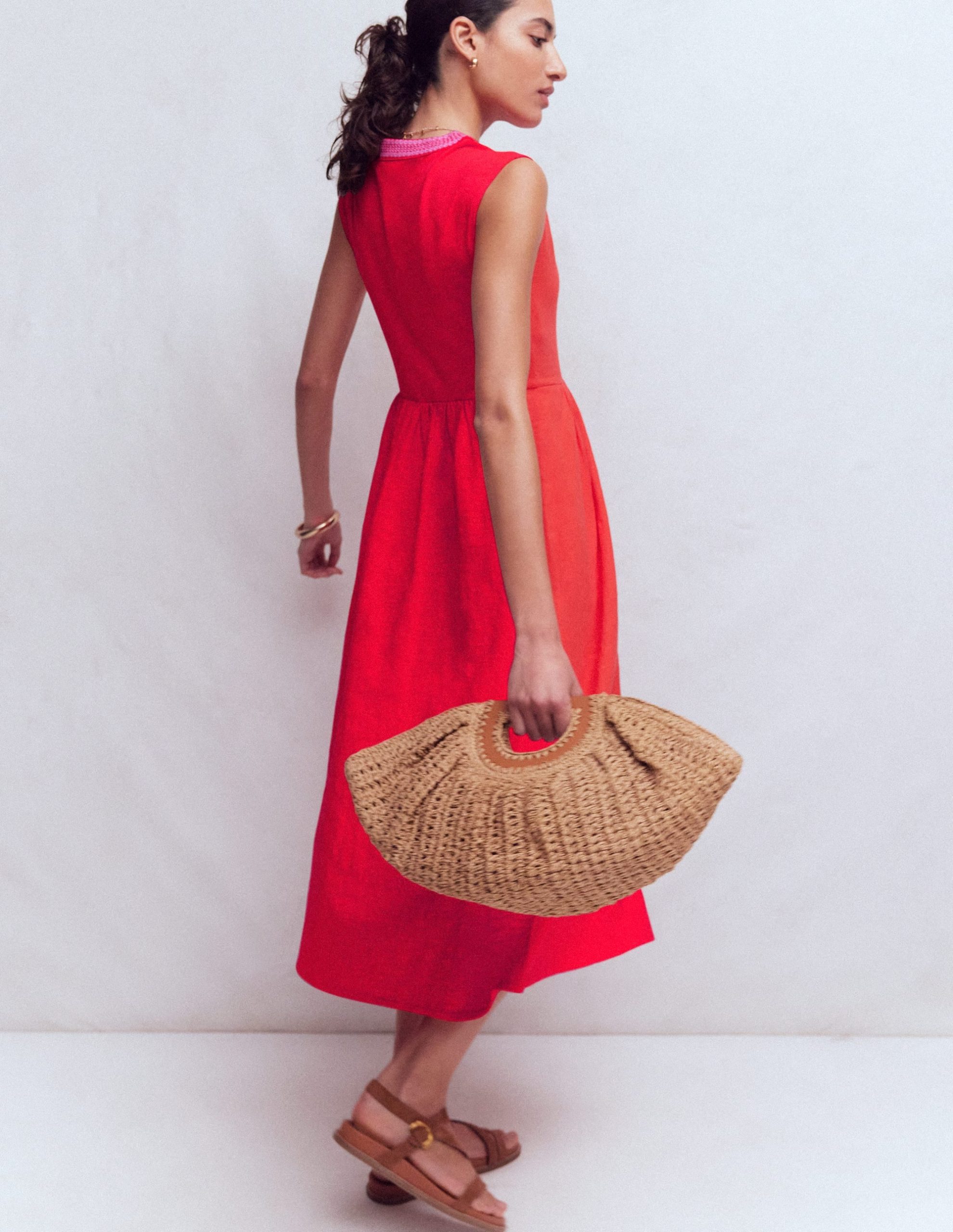 May Jersey Midi Dress-Poppy Red - Image 3