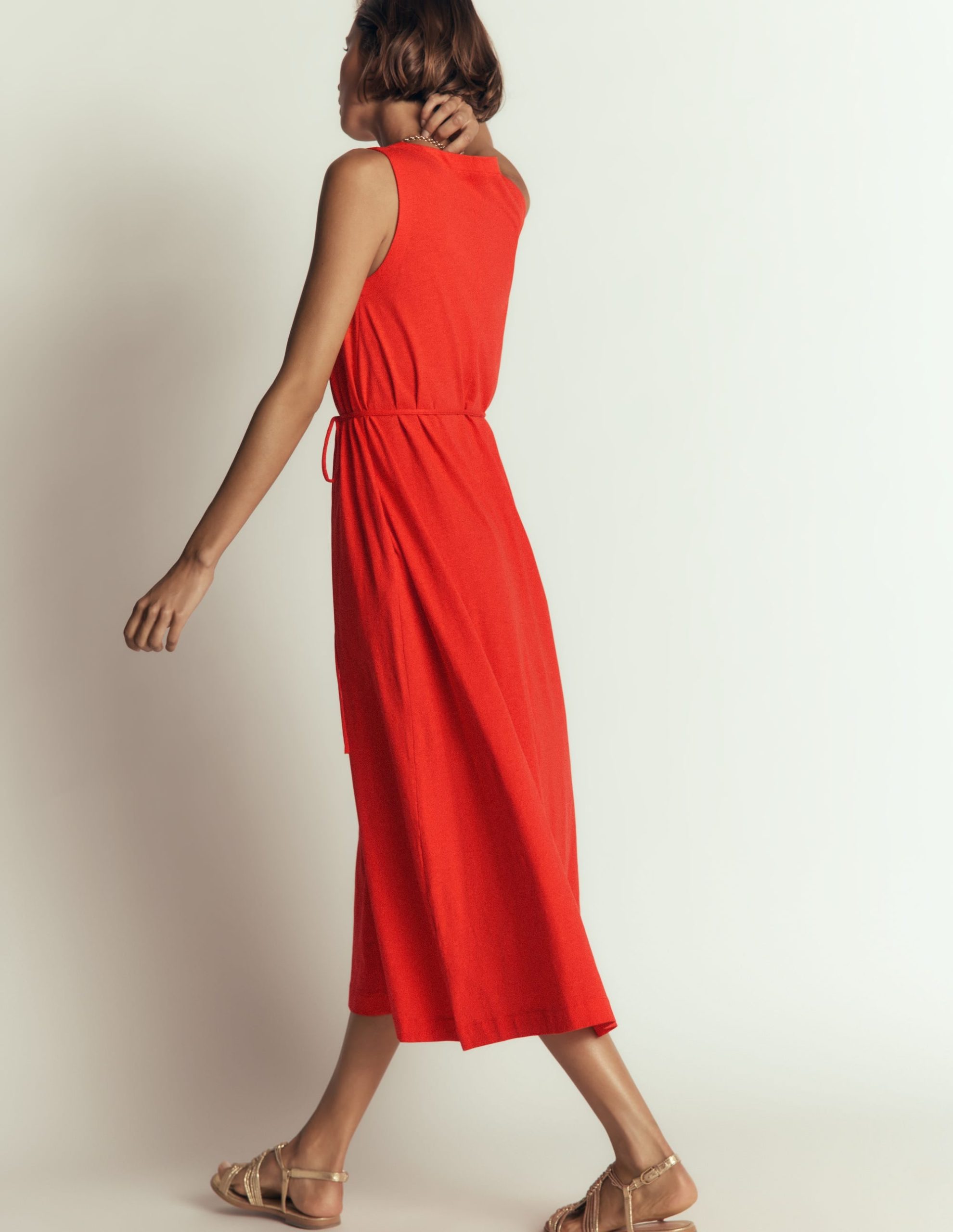 Mia V-neck Jersey Midi Dress-Firecracker Red - Image 3