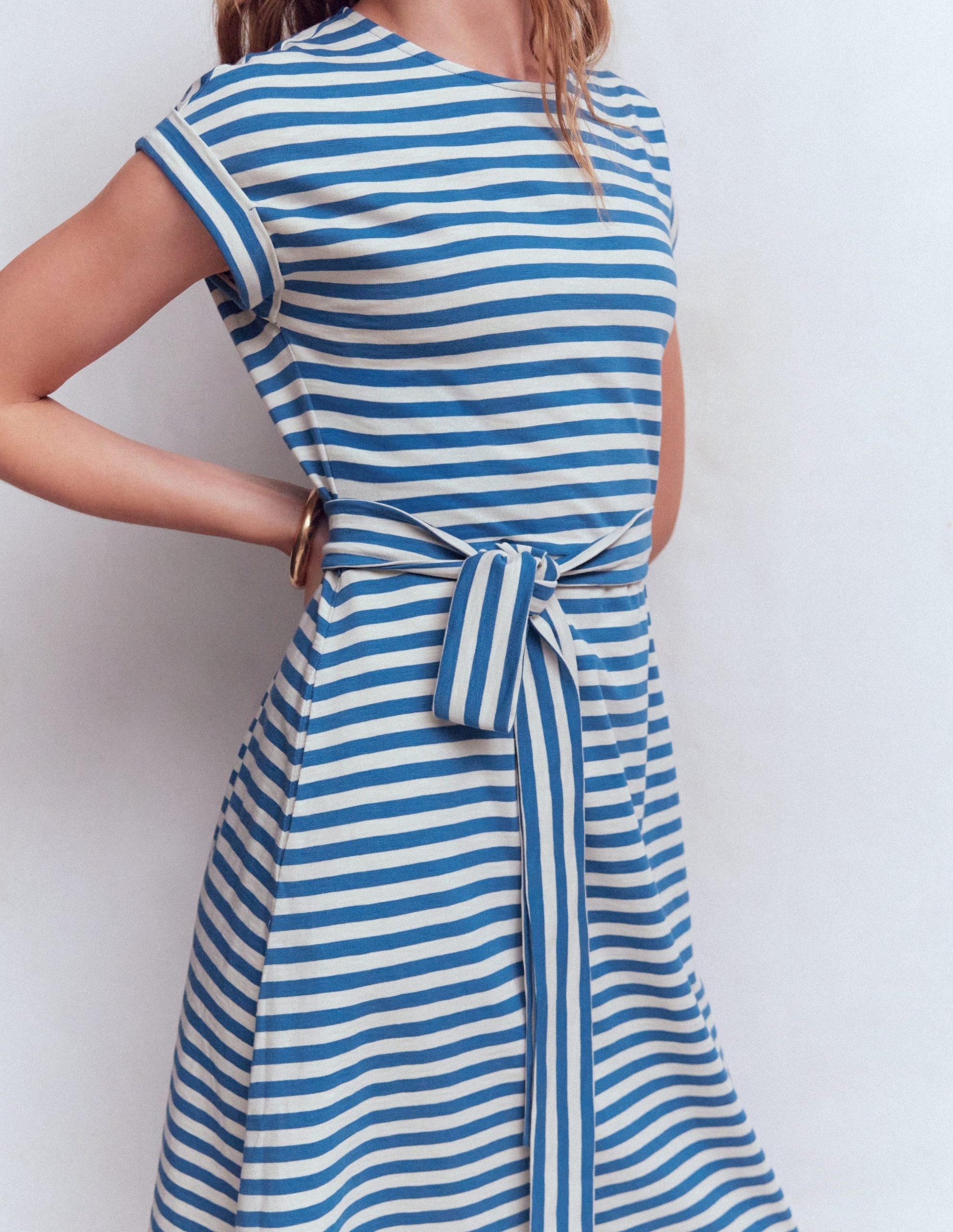 Eve Jersey Midi Dress-Blue and Ivory Stripe - Image 2