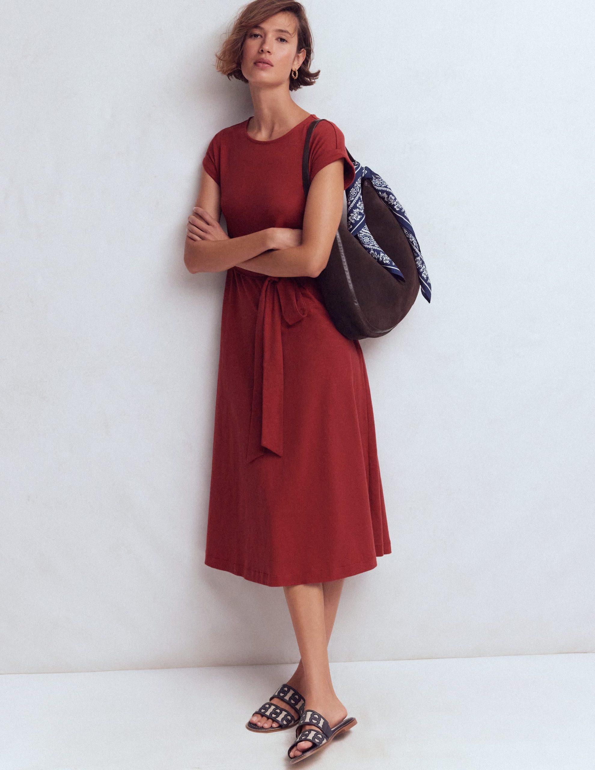 Eve Jersey Midi Dress-Rich Chestnut - Image 4