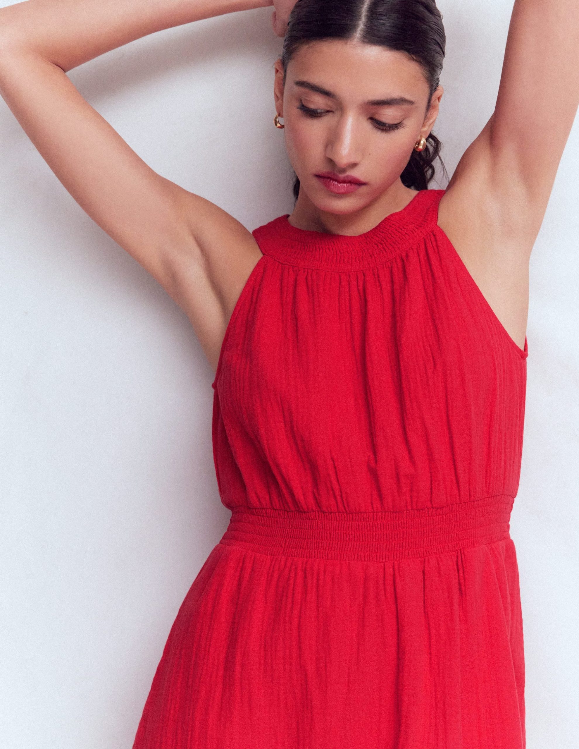 Daphne Double Cloth Dress-Salsa - Image 3