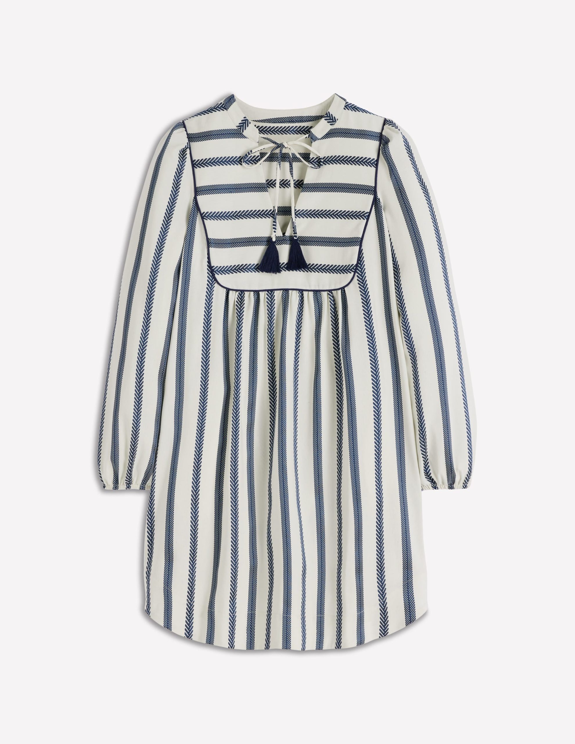 Pia Cotton Yoke Dress-Blue Stripe - Image 7