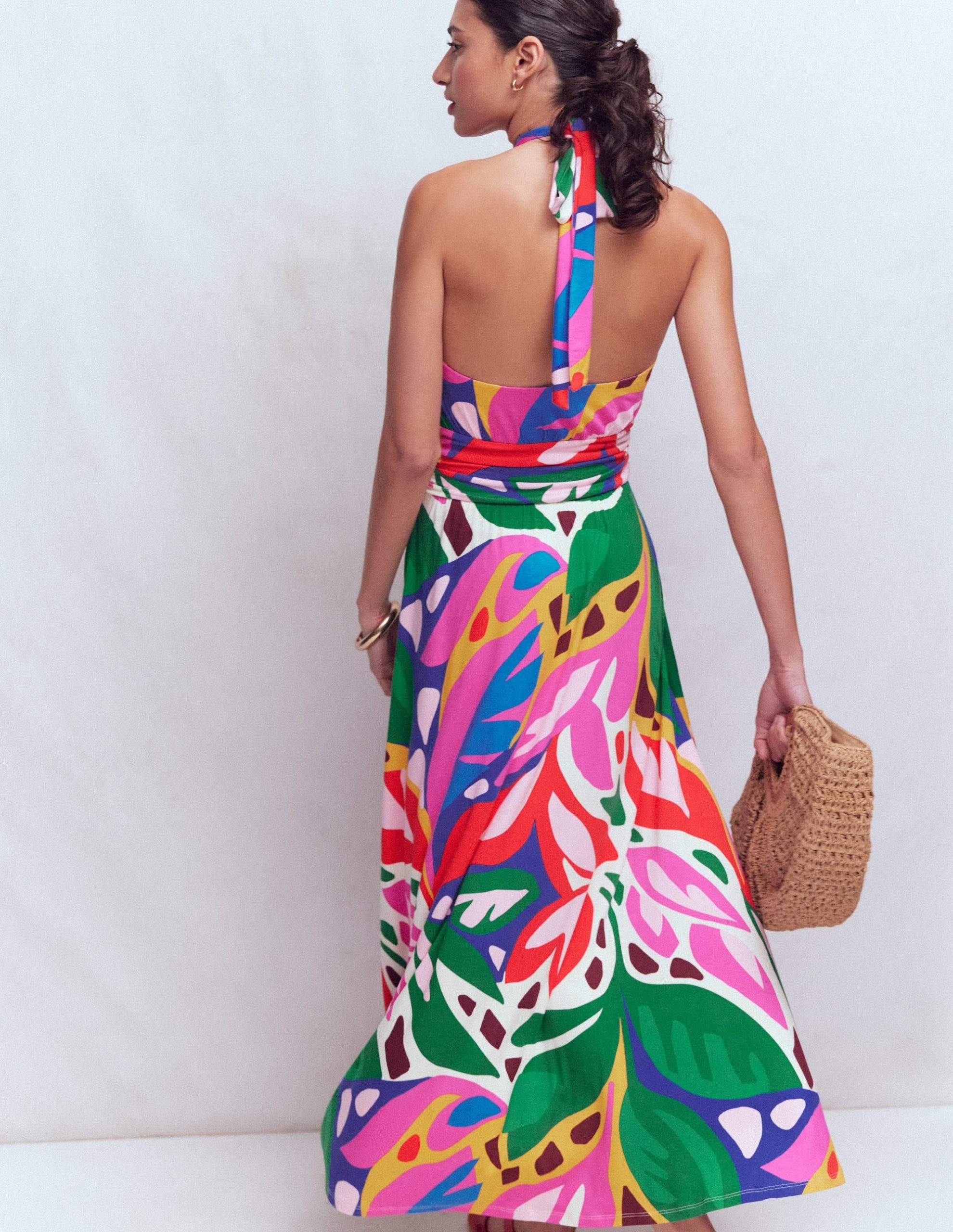 Sydney Twist Neck Jersey Dress-Multi. Leafy Cascade - Image 3