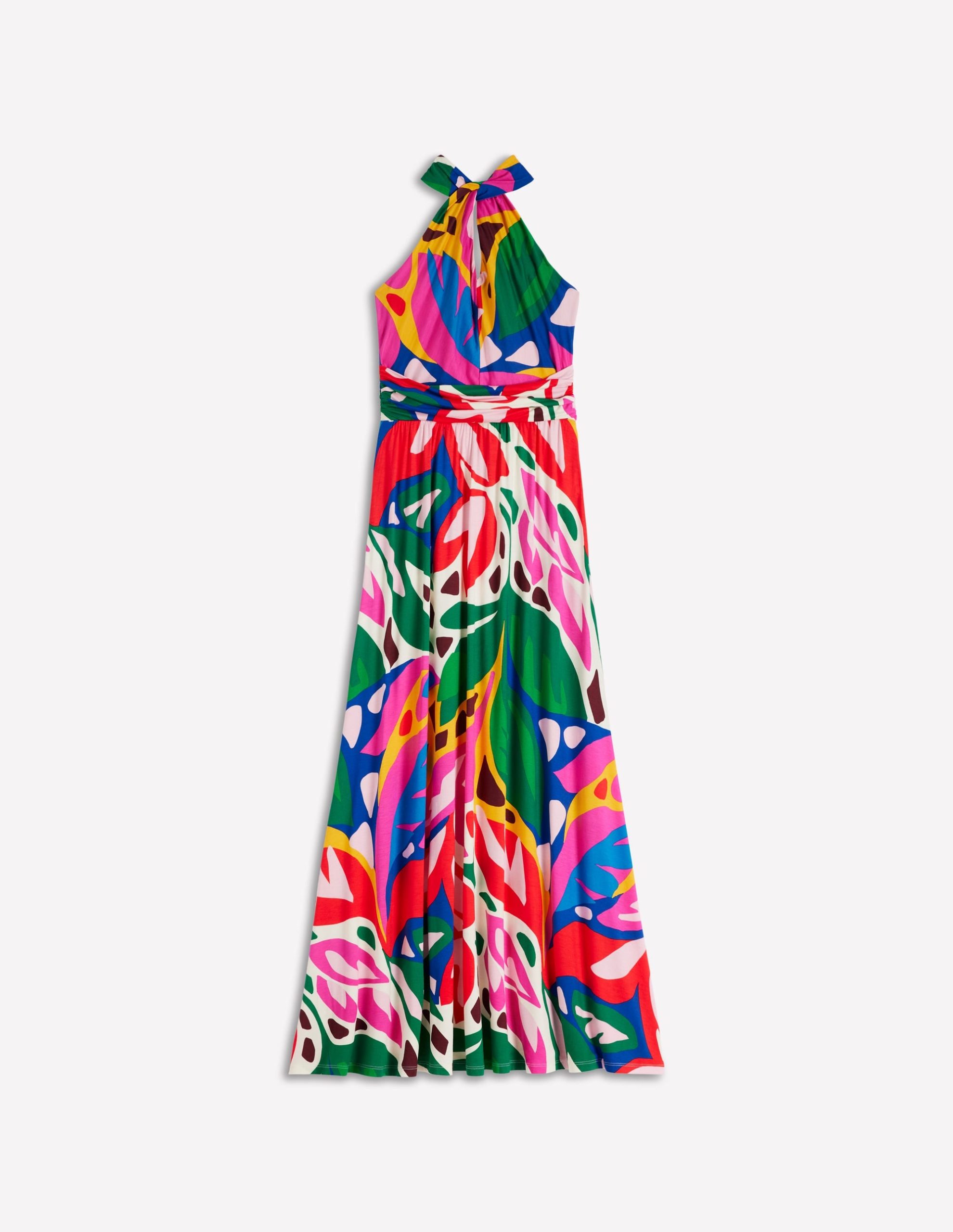 Sydney Twist Neck Jersey Dress-Multi. Leafy Cascade - Image 7