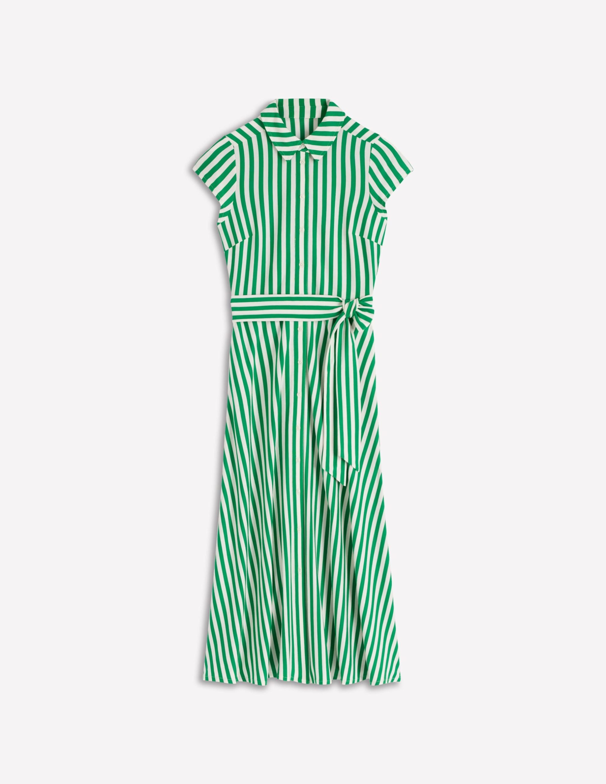 Marcia Jersey Shirt Dress-Green and Ivory Stripe - Image 10