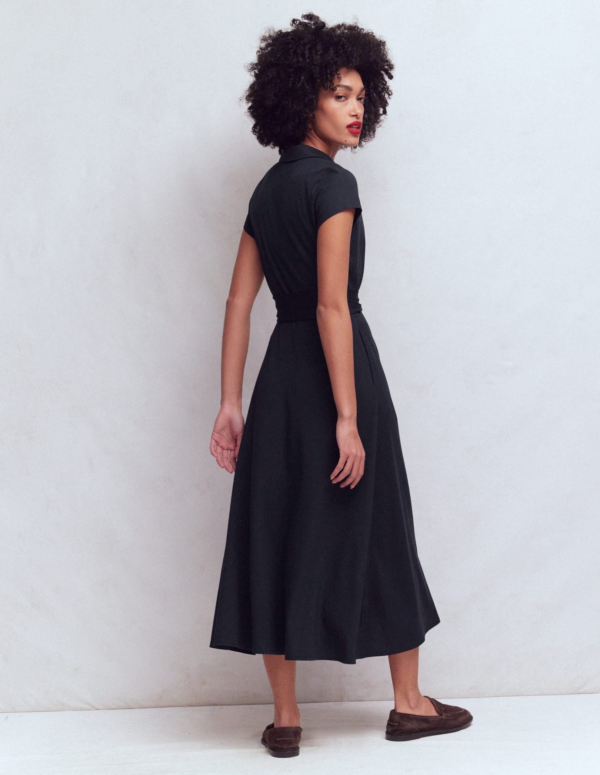 Marcia Jersey Shirt Dress-Navy - Image 3