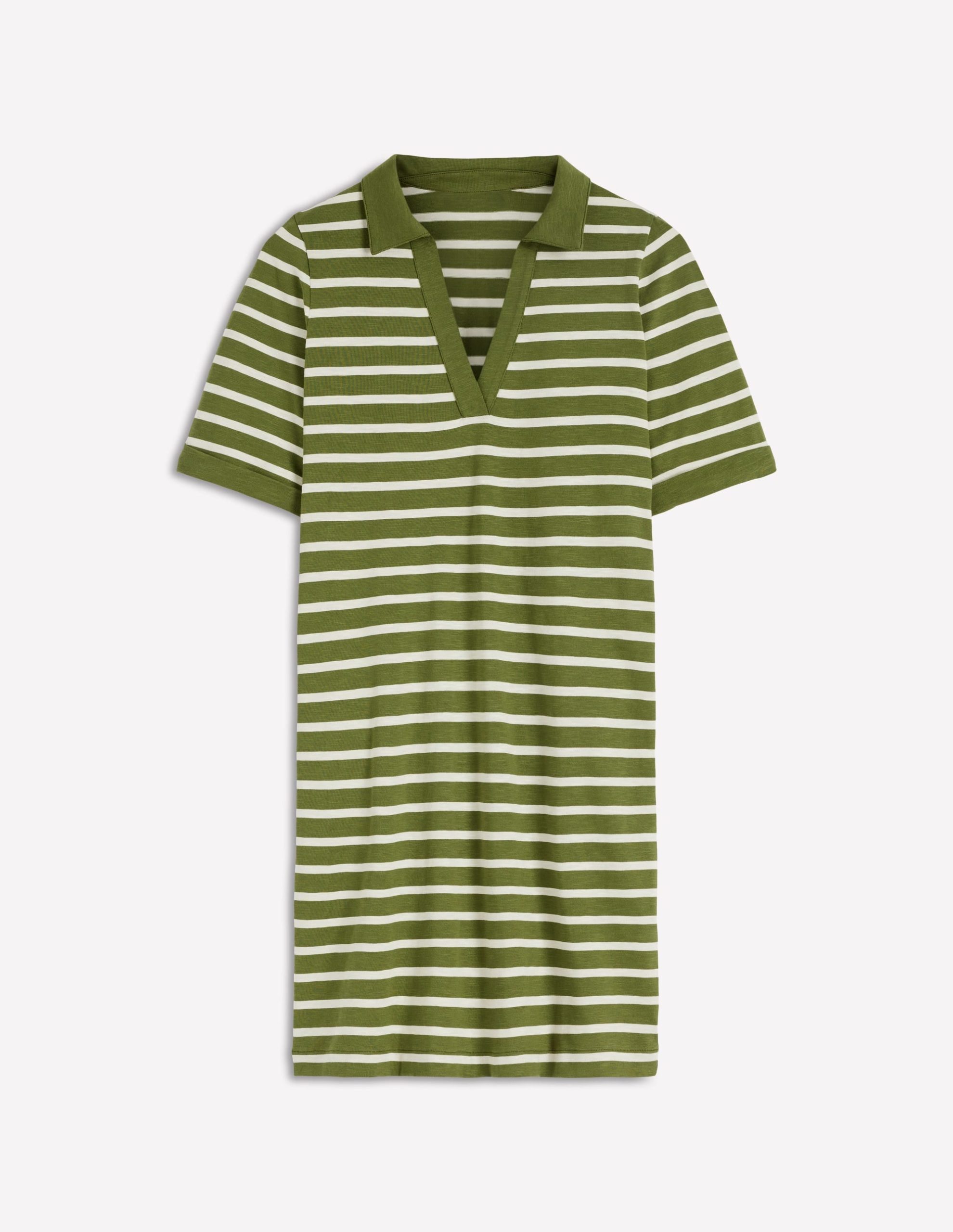 Tilda Jersey T-shirt Dress-Olive and Ivory Stripe - Image 5