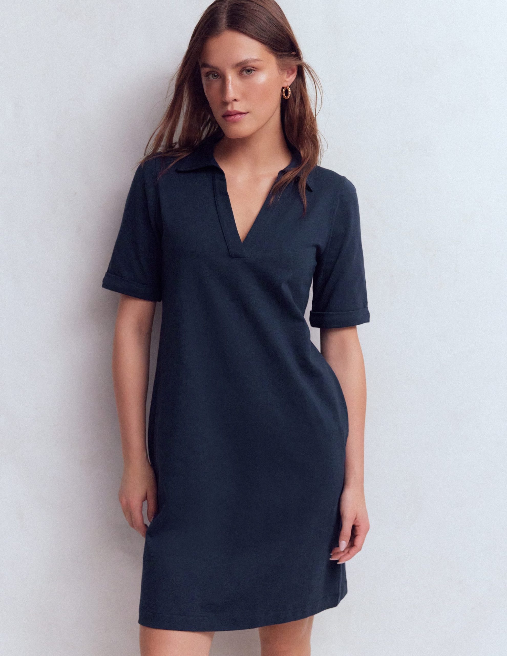 Tilda Jersey T-shirt Dress-Navy - Image 4