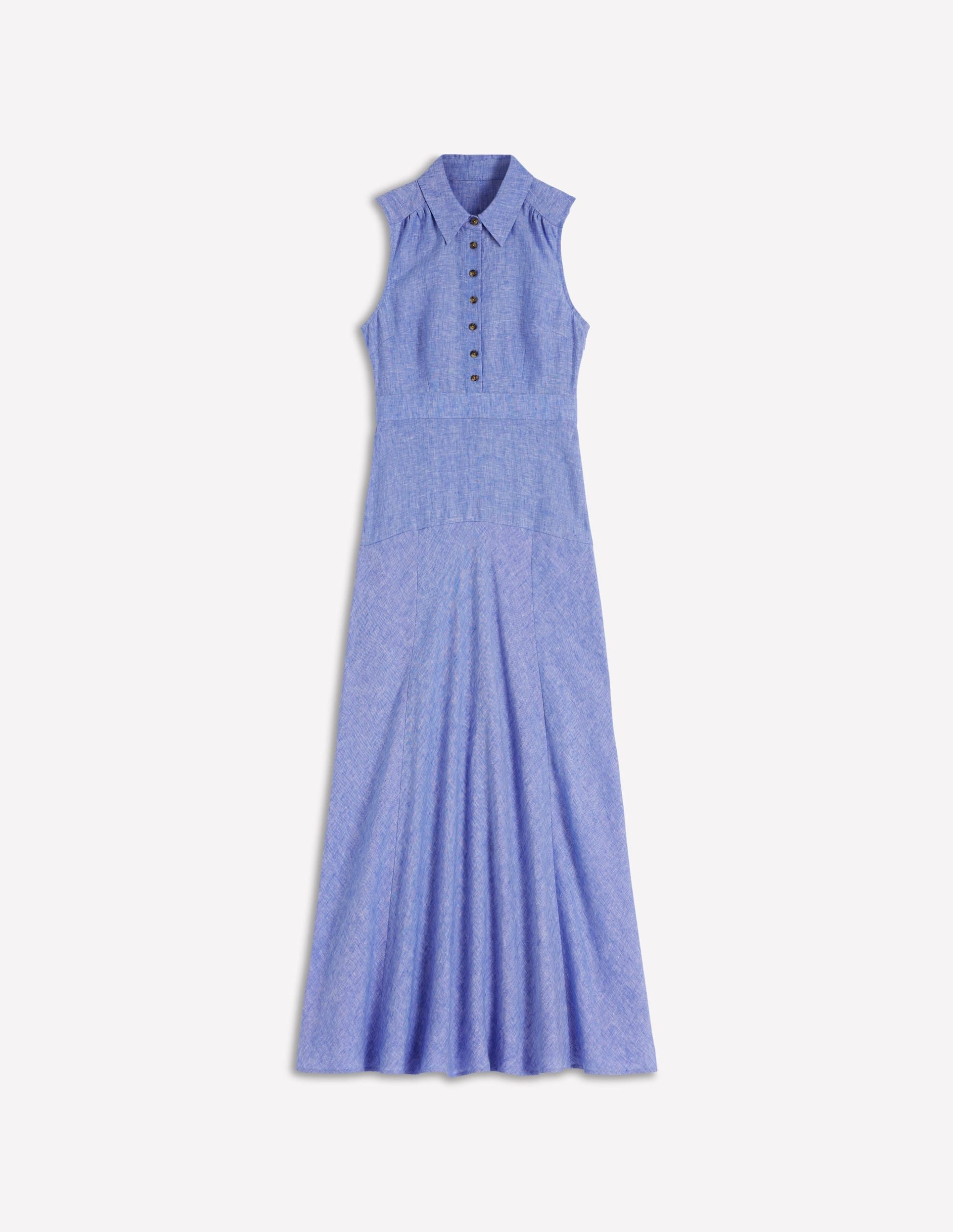 Erma Drop Waist Linen Dress-Chambray - Image 5