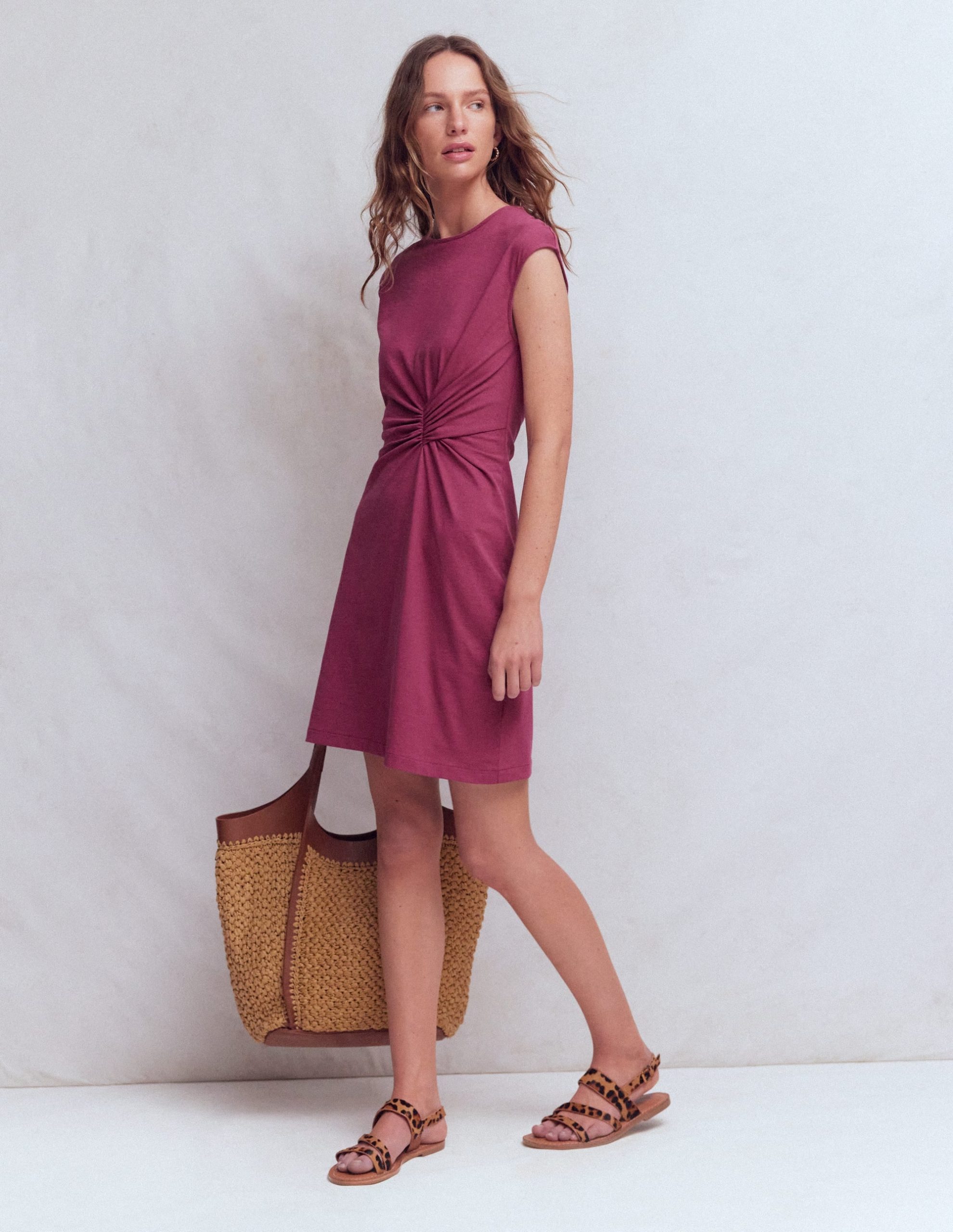 Delilah Twist Short Dress-Raspberry Coulis - Image 4