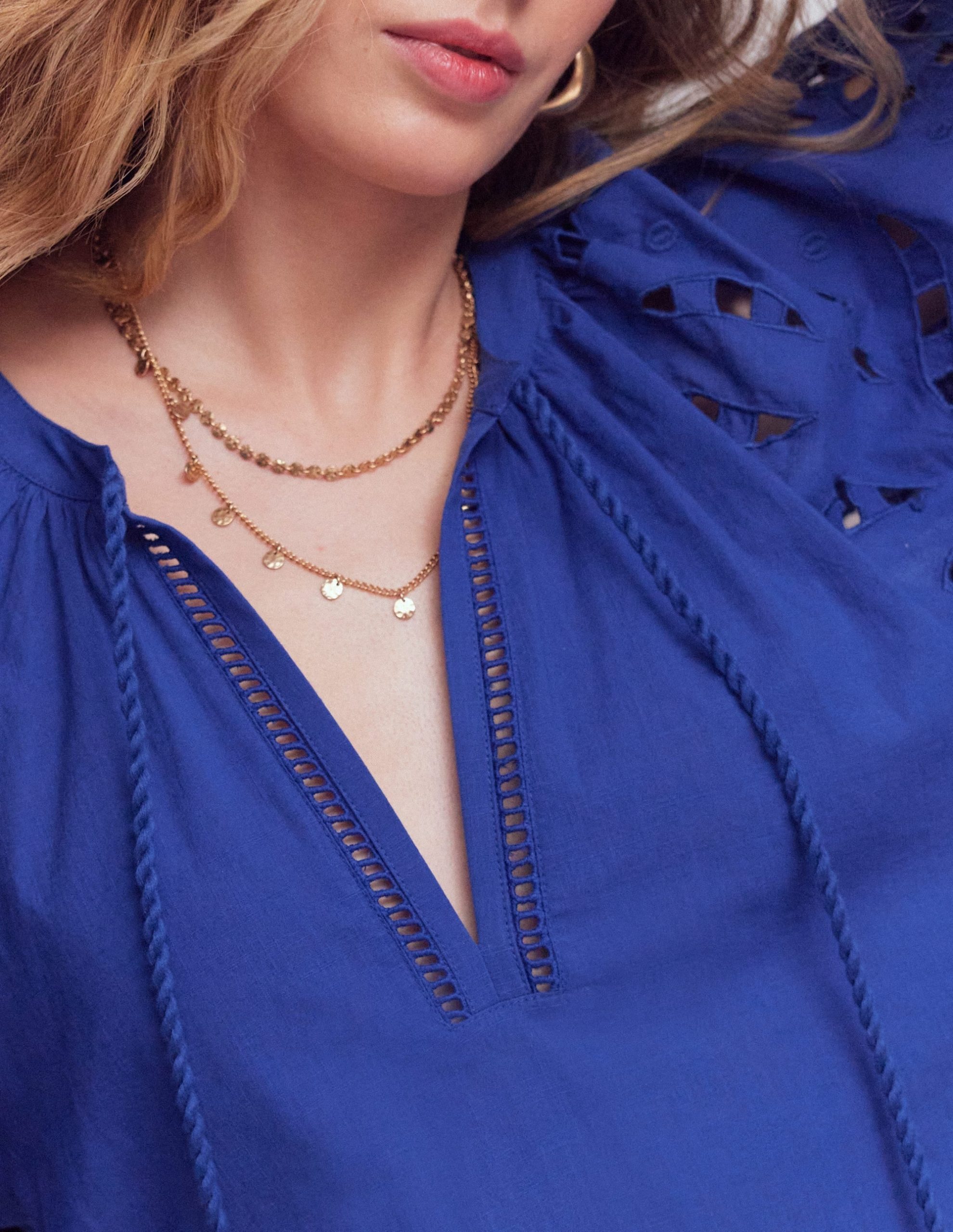 Embroidered Sleeve Kaftan-Blue Embroidery - Image 2