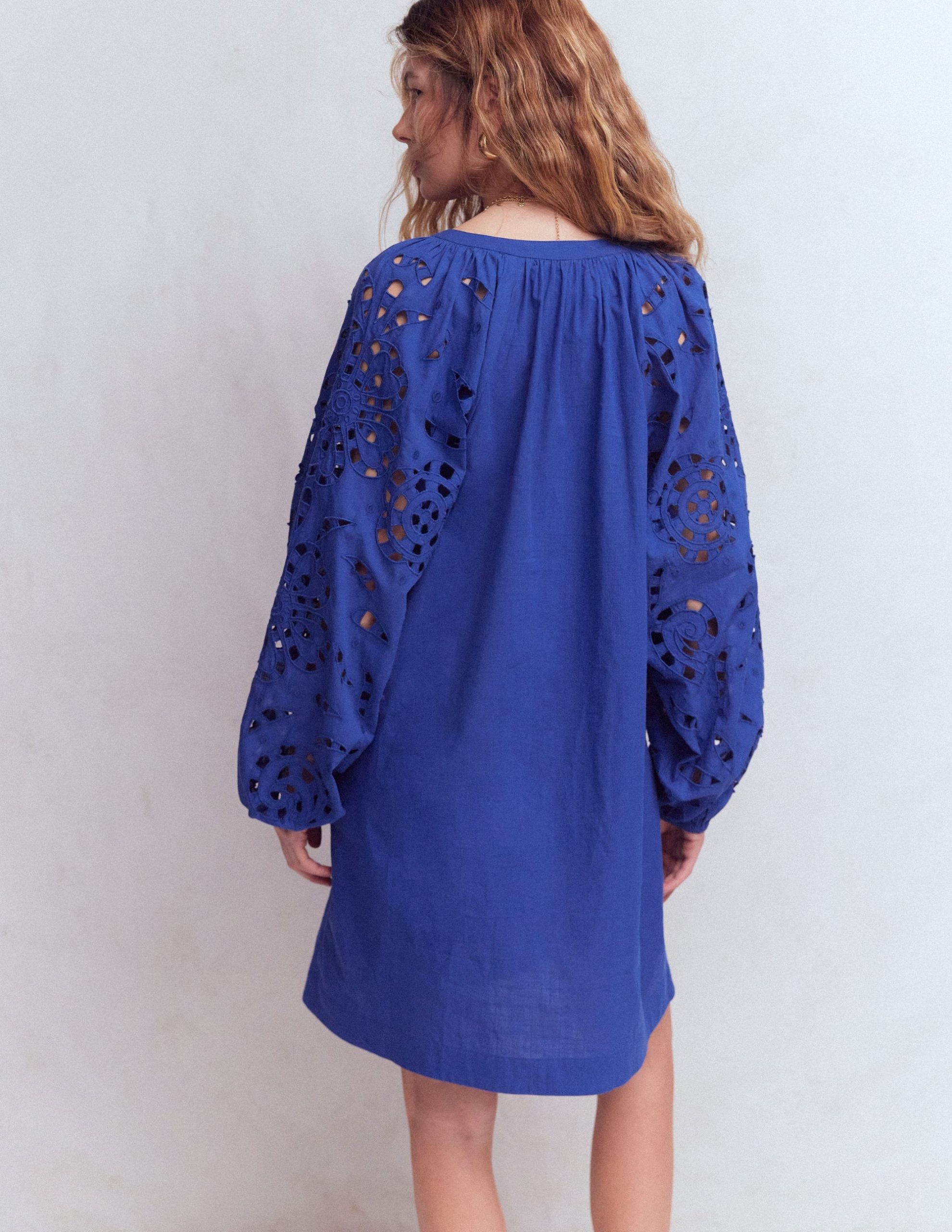 Embroidered Sleeve Kaftan-Blue Embroidery - Image 3