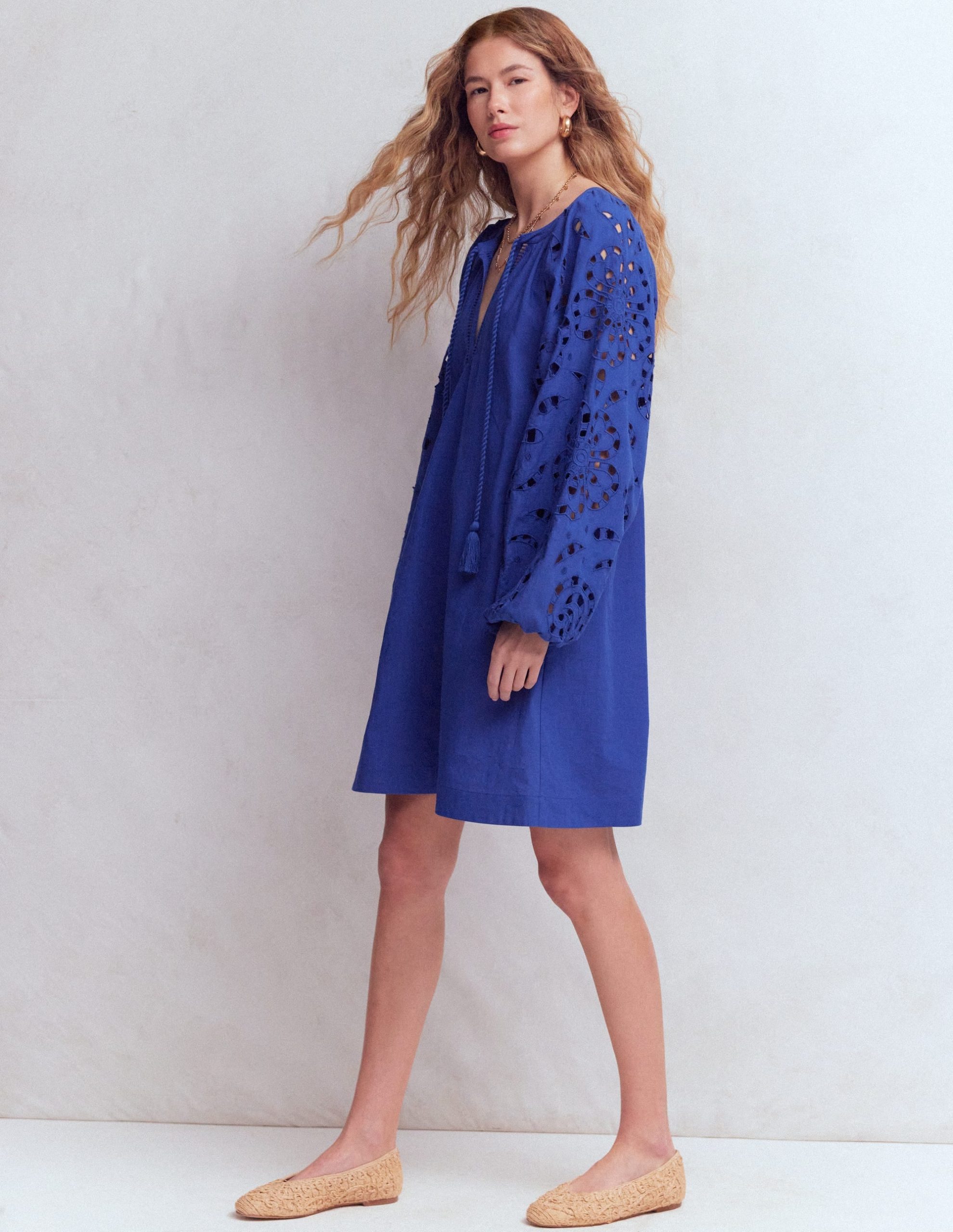 Embroidered Sleeve Kaftan-Blue Embroidery - Image 4