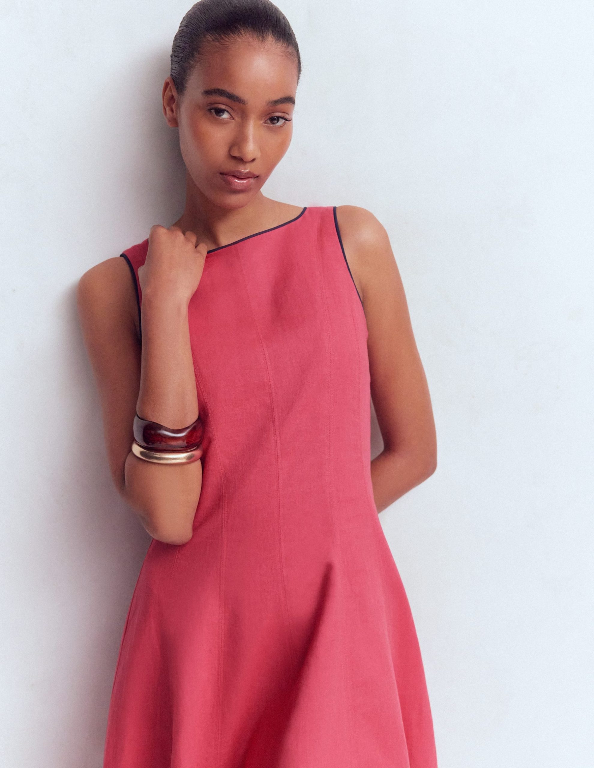 Annet Linen Blend Midi Dress-Cherry Blush - Image 2