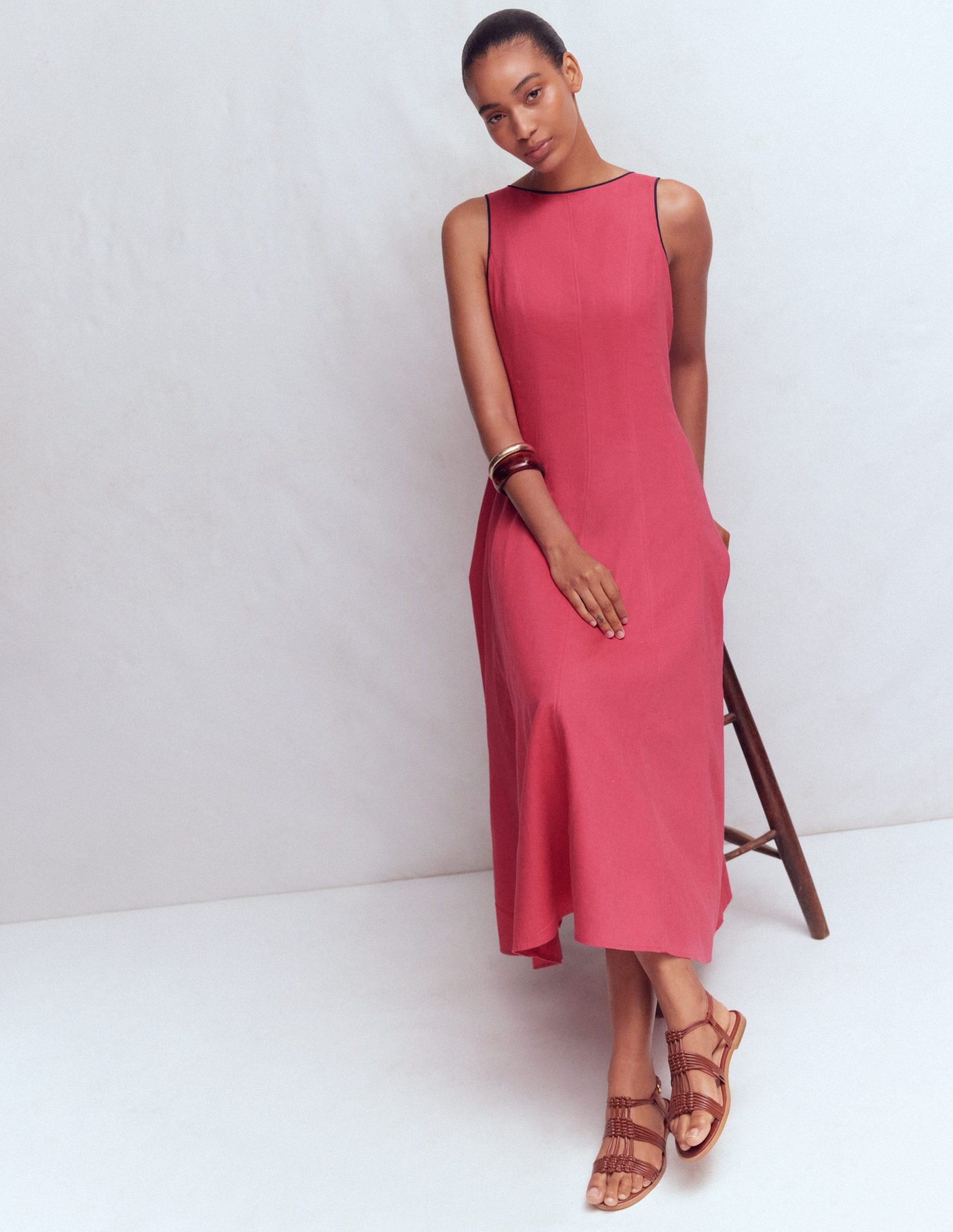 Annet Linen Blend Midi Dress-Cherry Blush - Image 4
