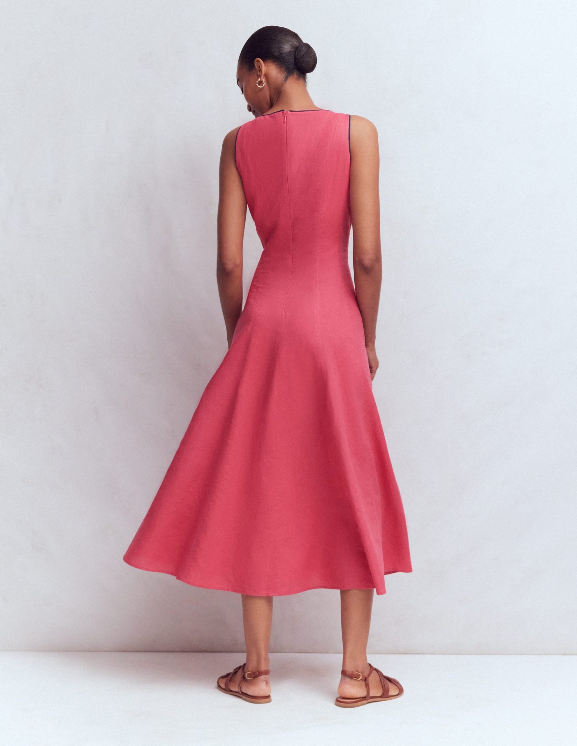 Annet Linen Blend Midi Dress-Cherry Blush - Image 5
