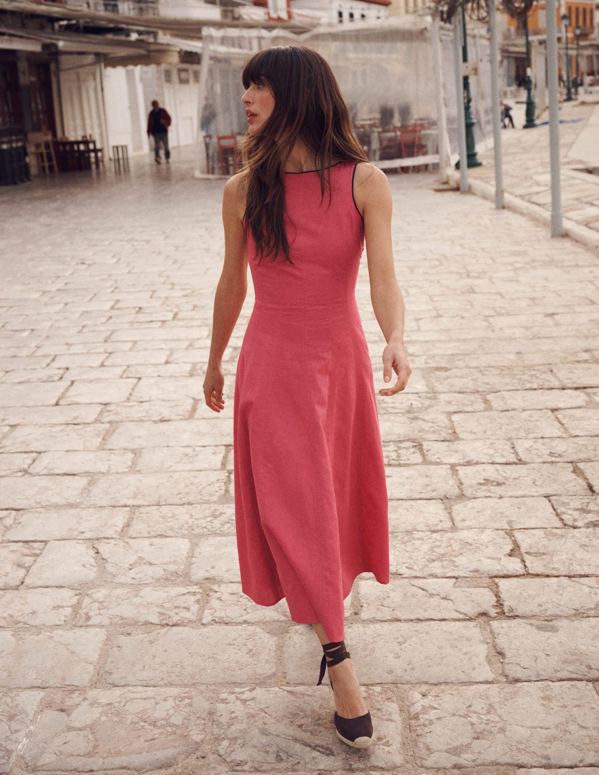 Annet Linen Blend Midi Dress-Cherry Blush - Image 6