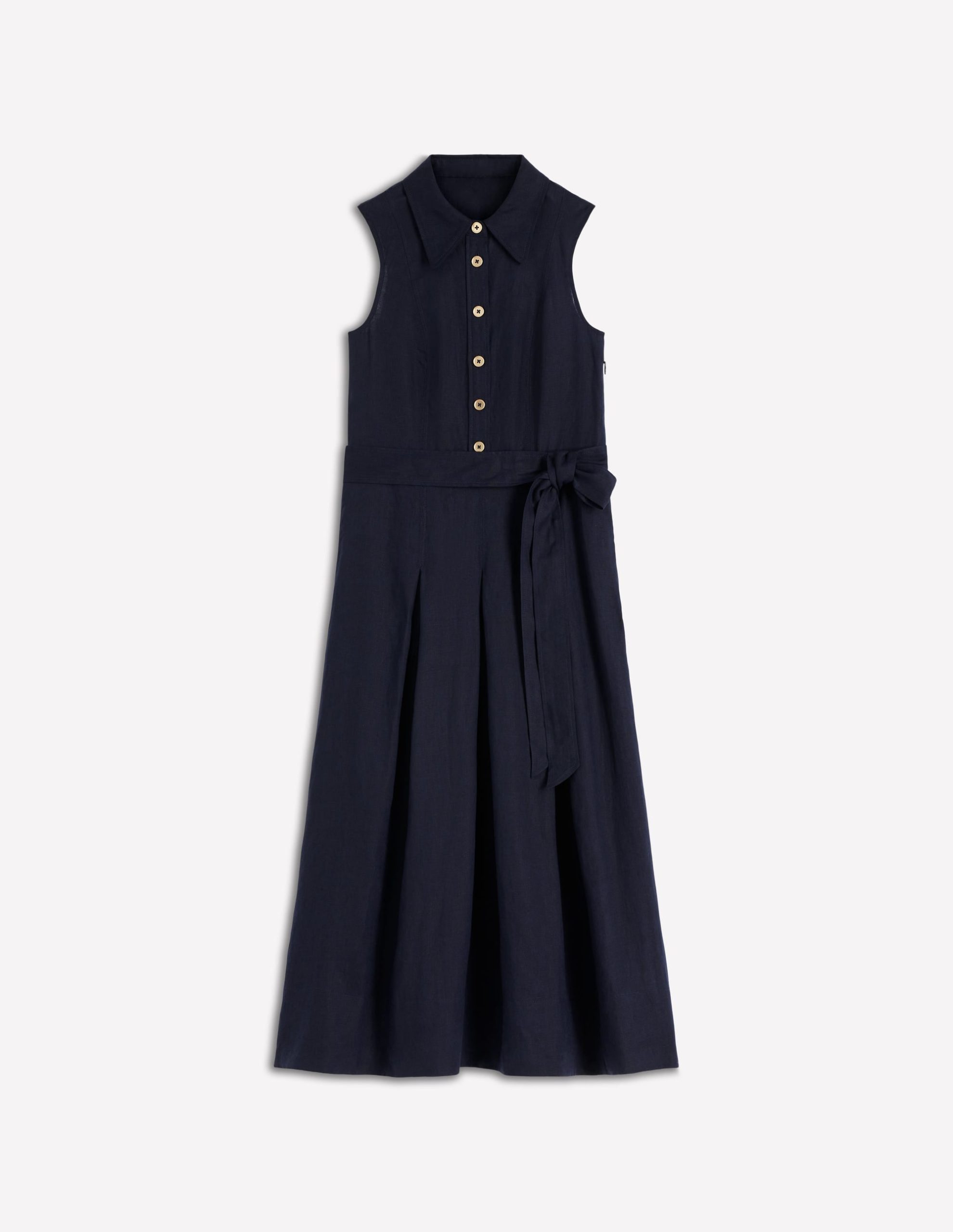 Belinda Linen Shirt Dress-Navy - Image 7