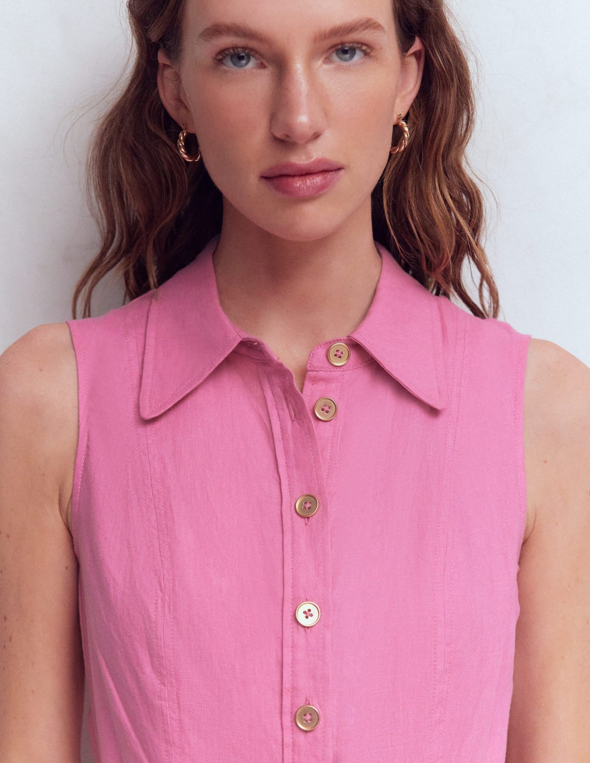 Belinda Linen Shirt Dress-Pink Parfait - Image 2