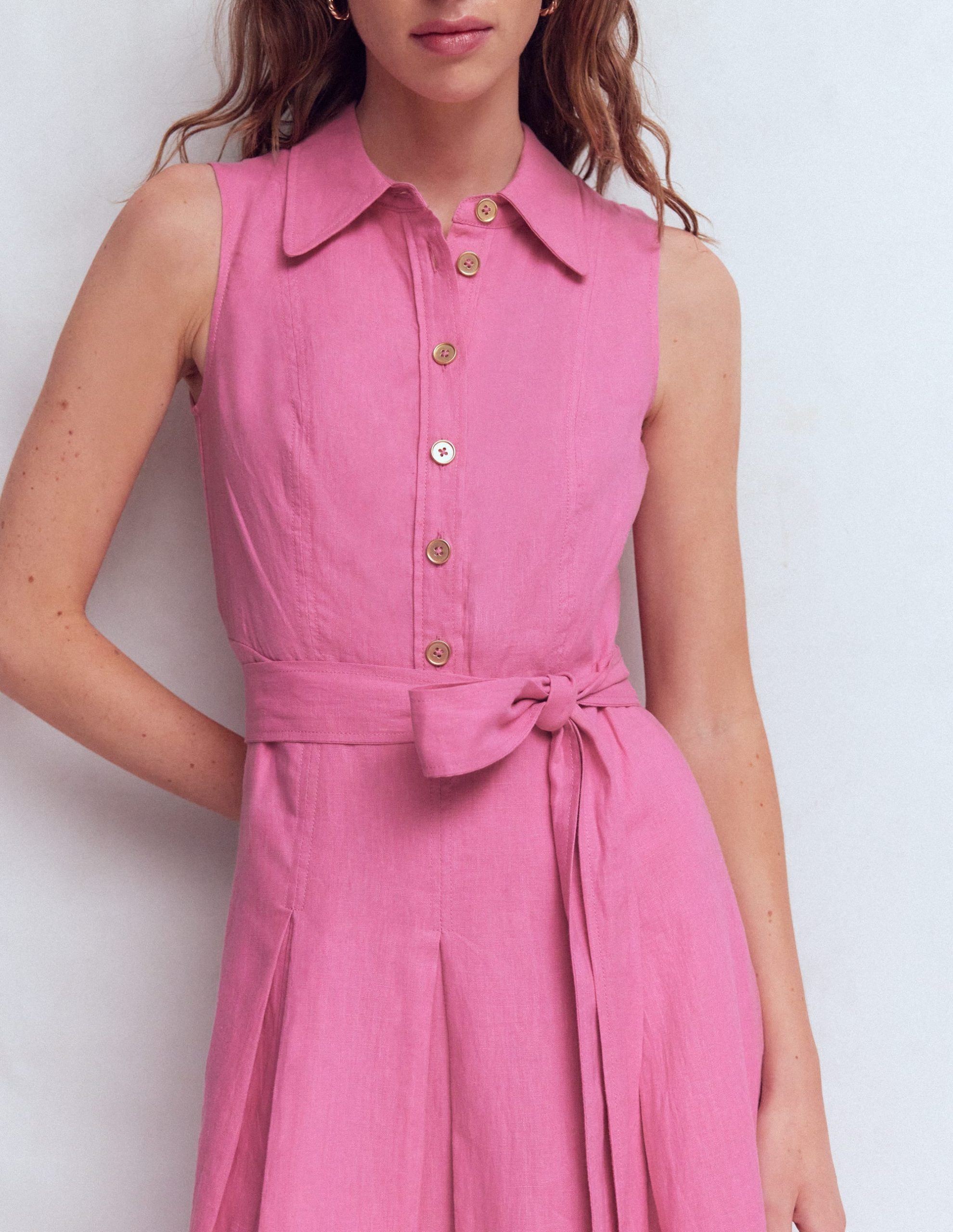 Belinda Linen Shirt Dress-Pink Parfait - Image 6
