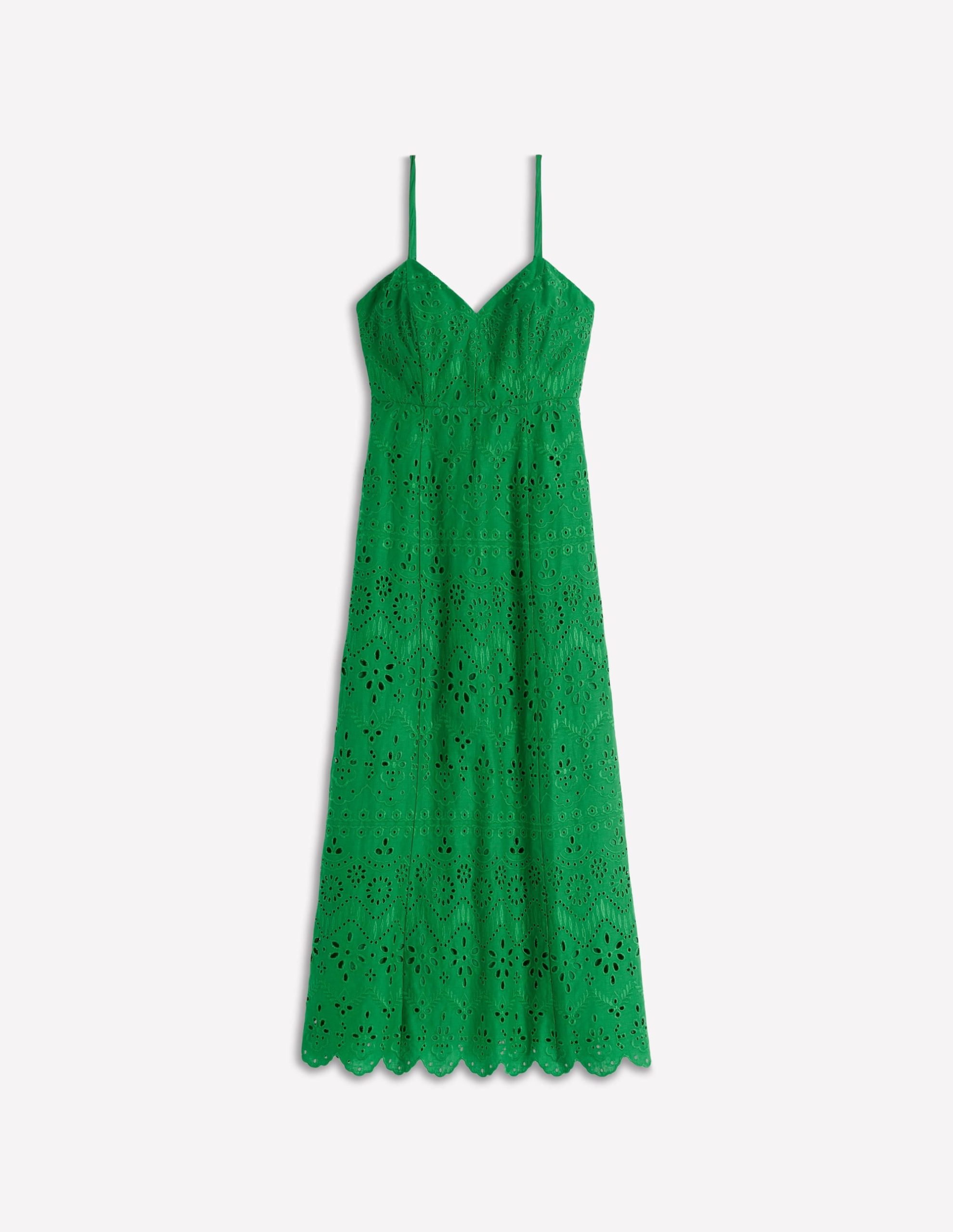 Empire Linen Broderie Dress-Rich Emerald Broderie - Image 7