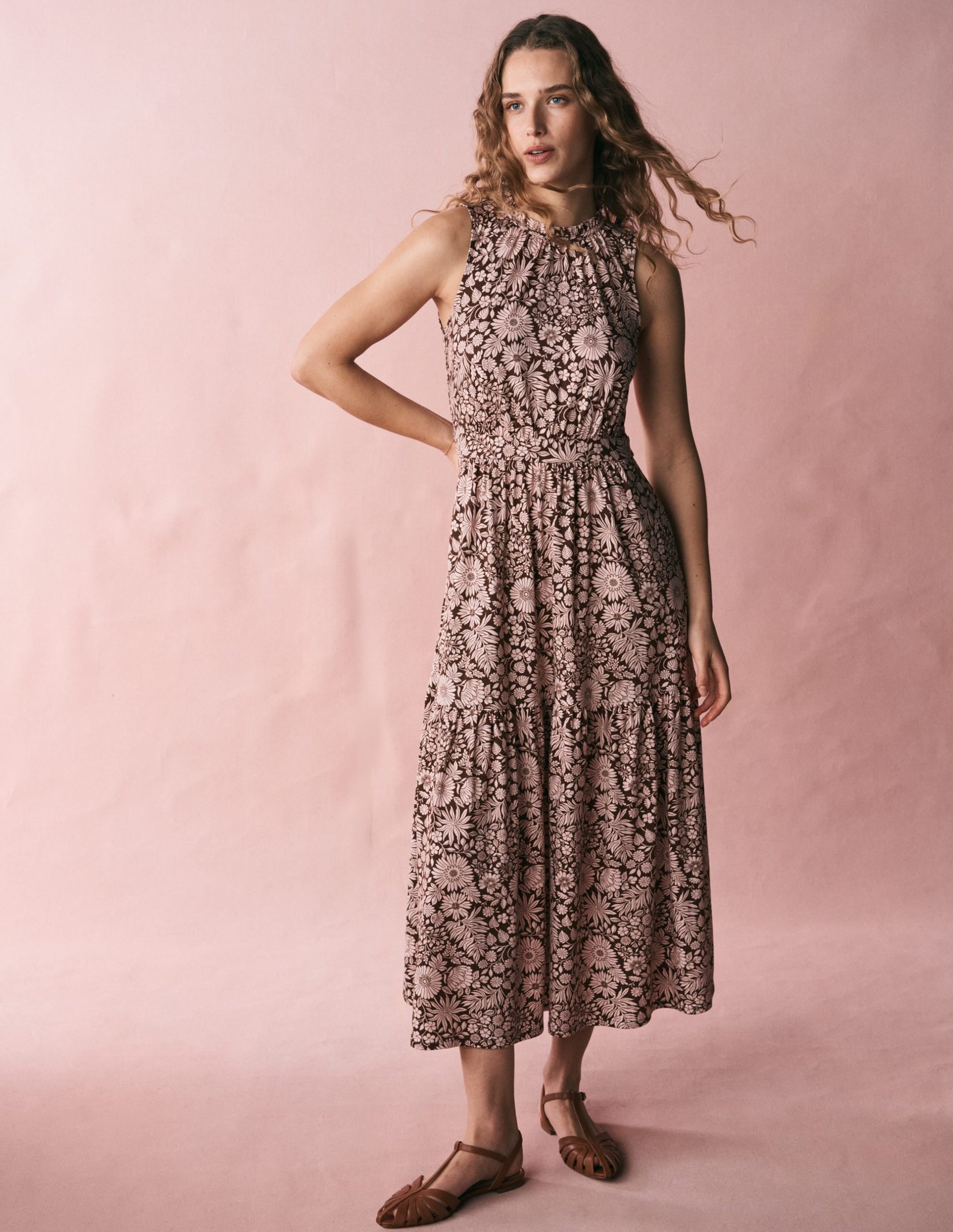 Camalie Jersey Maxi Dress-Raw Umber. Flowerbed Bloom - Image 6