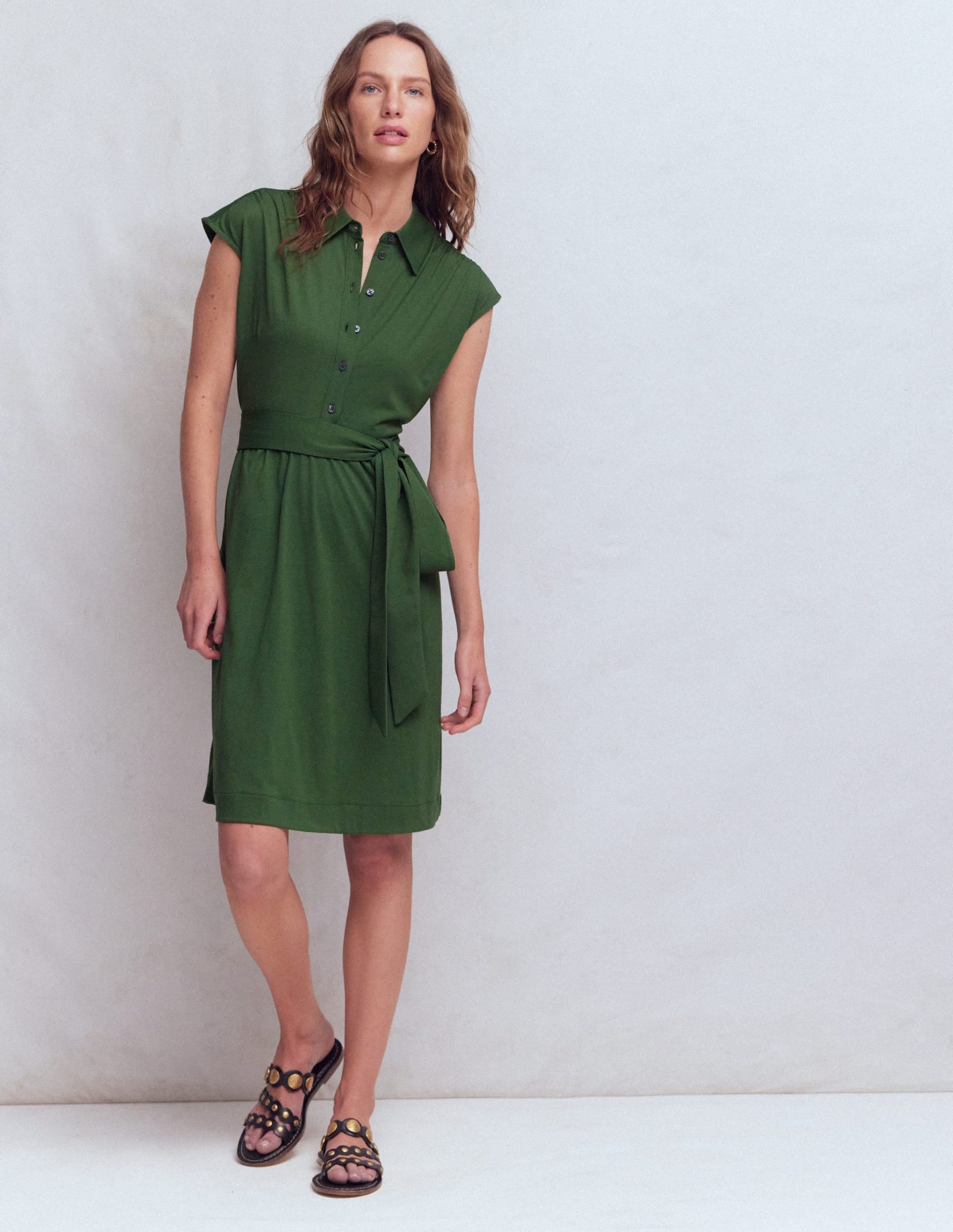 Honor Short Jersey Shirt Dress-Broad Bean - Image 4