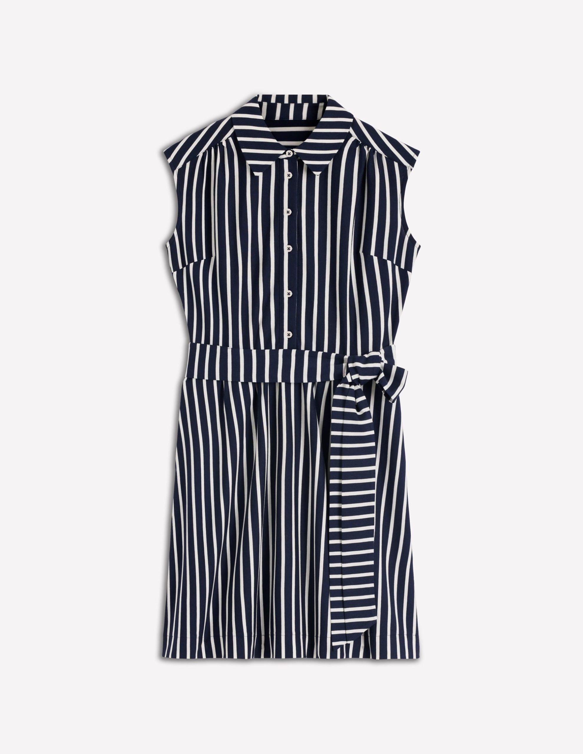 Honor Short Jersey Shirt Dress-Navy and White Stripe - Image 5