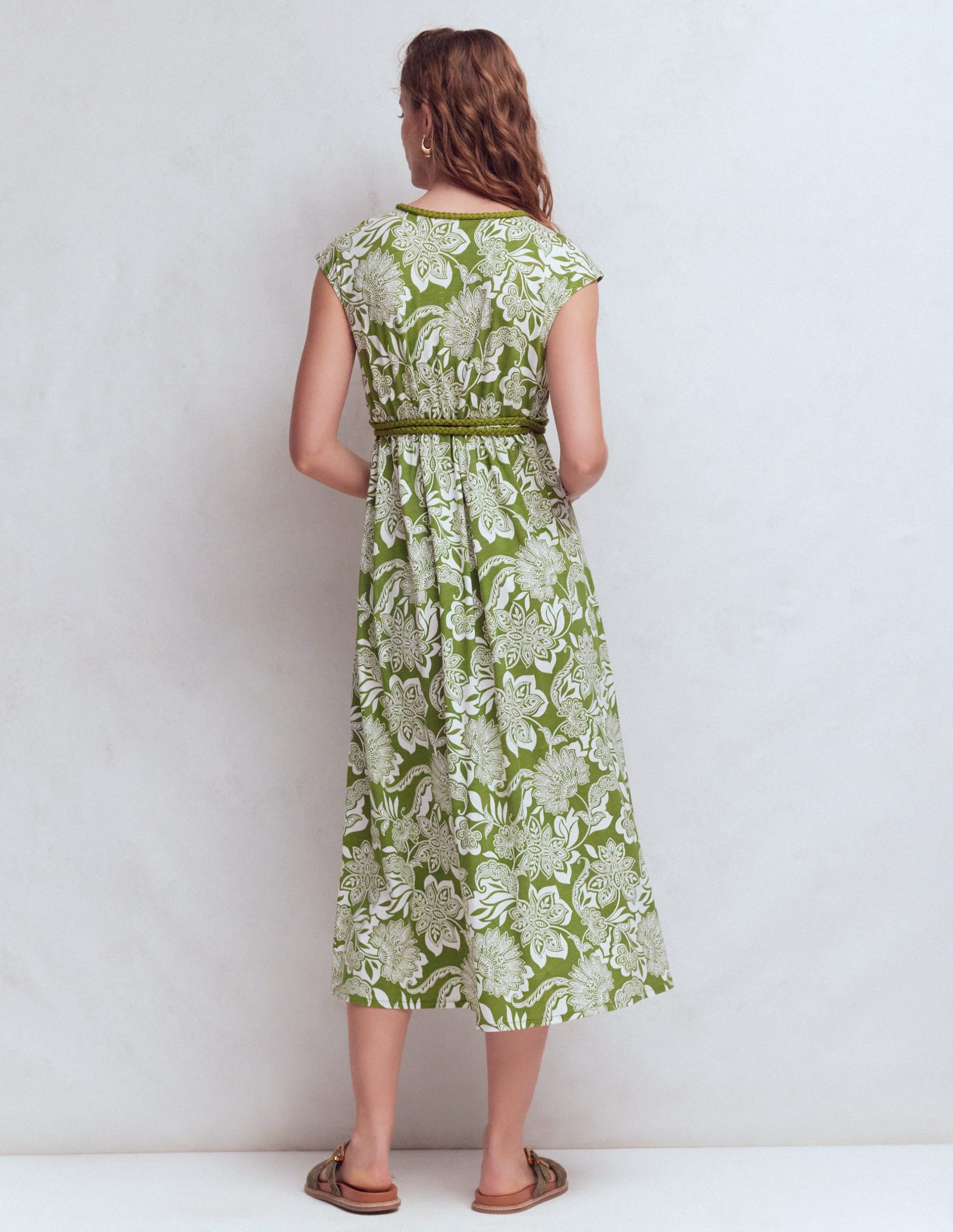 Heidi Ruched Rope Jersey Dress-Olive. Elegant Blossom - Image 3