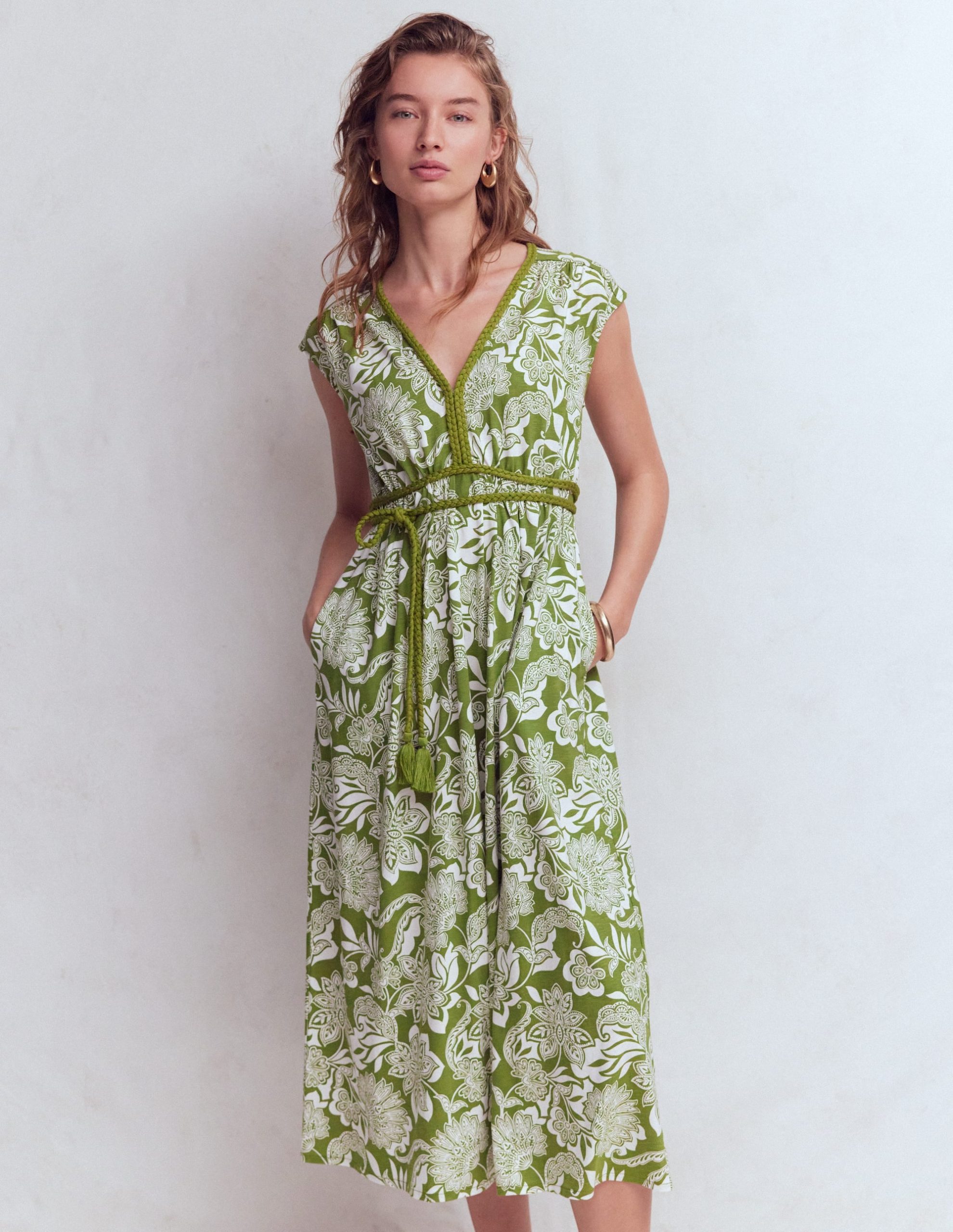 Heidi Ruched Rope Jersey Dress-Olive. Elegant Blossom - Image 4