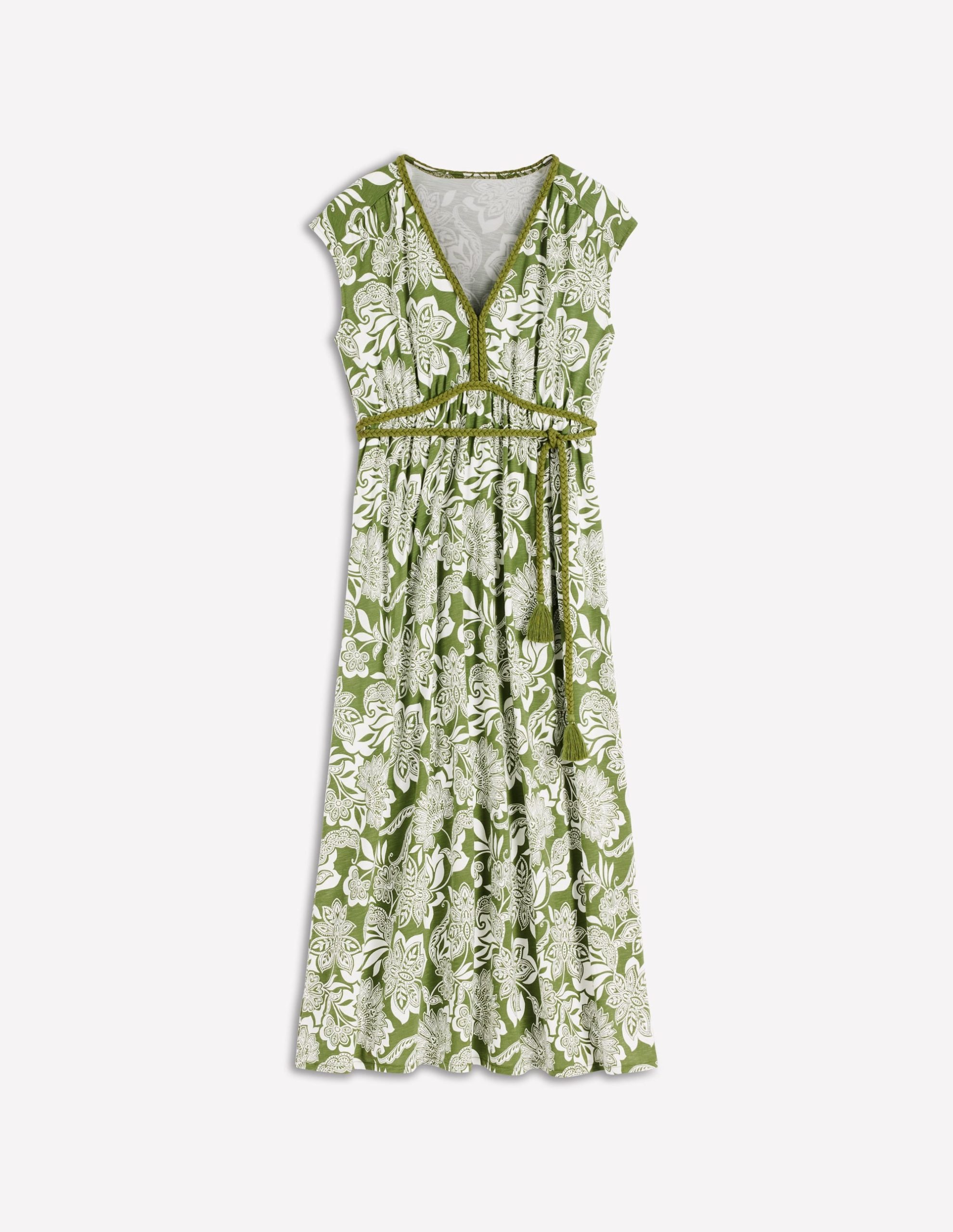 Heidi Ruched Rope Jersey Dress-Olive. Elegant Blossom - Image 6