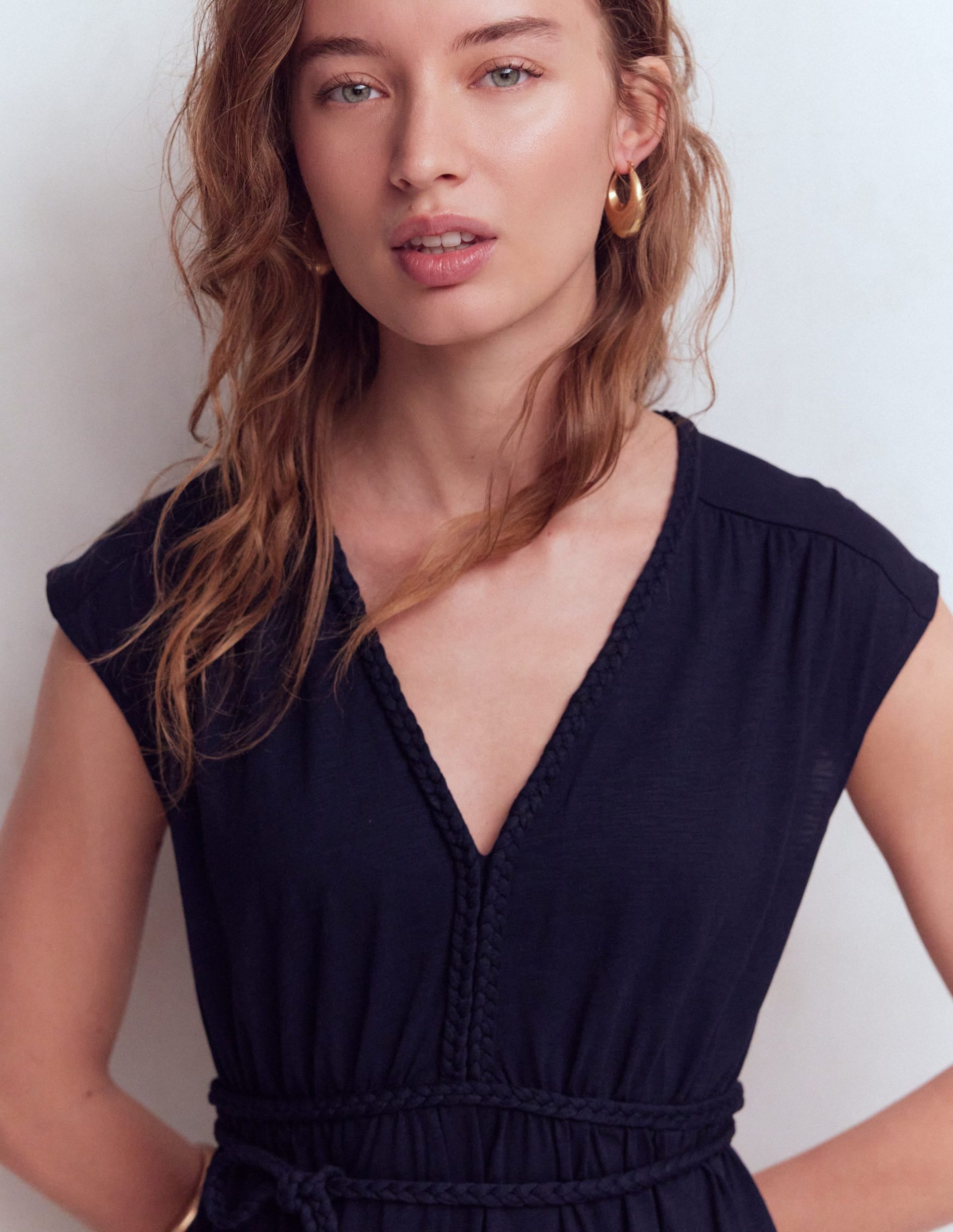 Heidi Ruched Rope Jersey Dress-Navy - Image 5