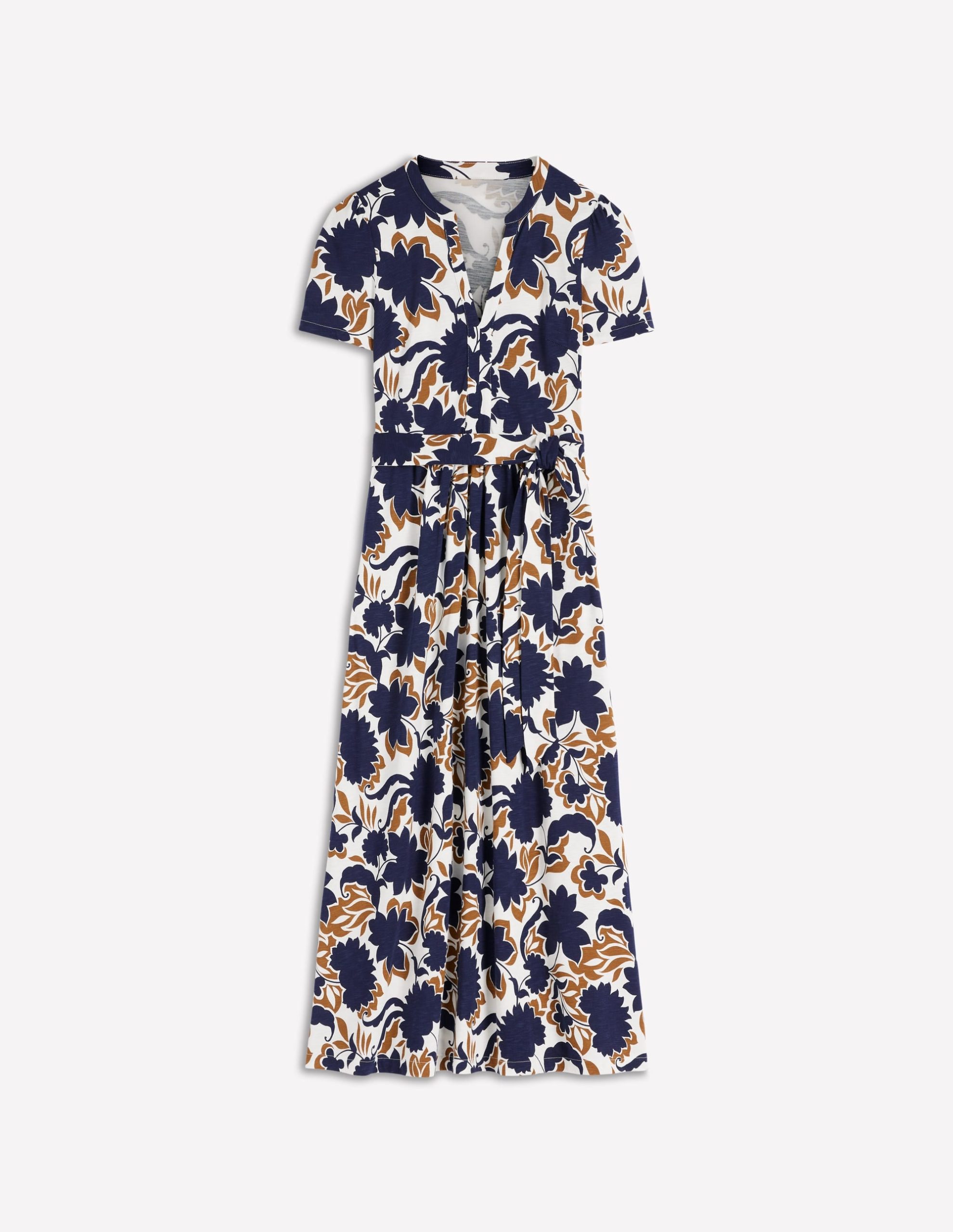 Naomi Jersey Midi Dress-French Navy. Shadow Blossom - Image 6