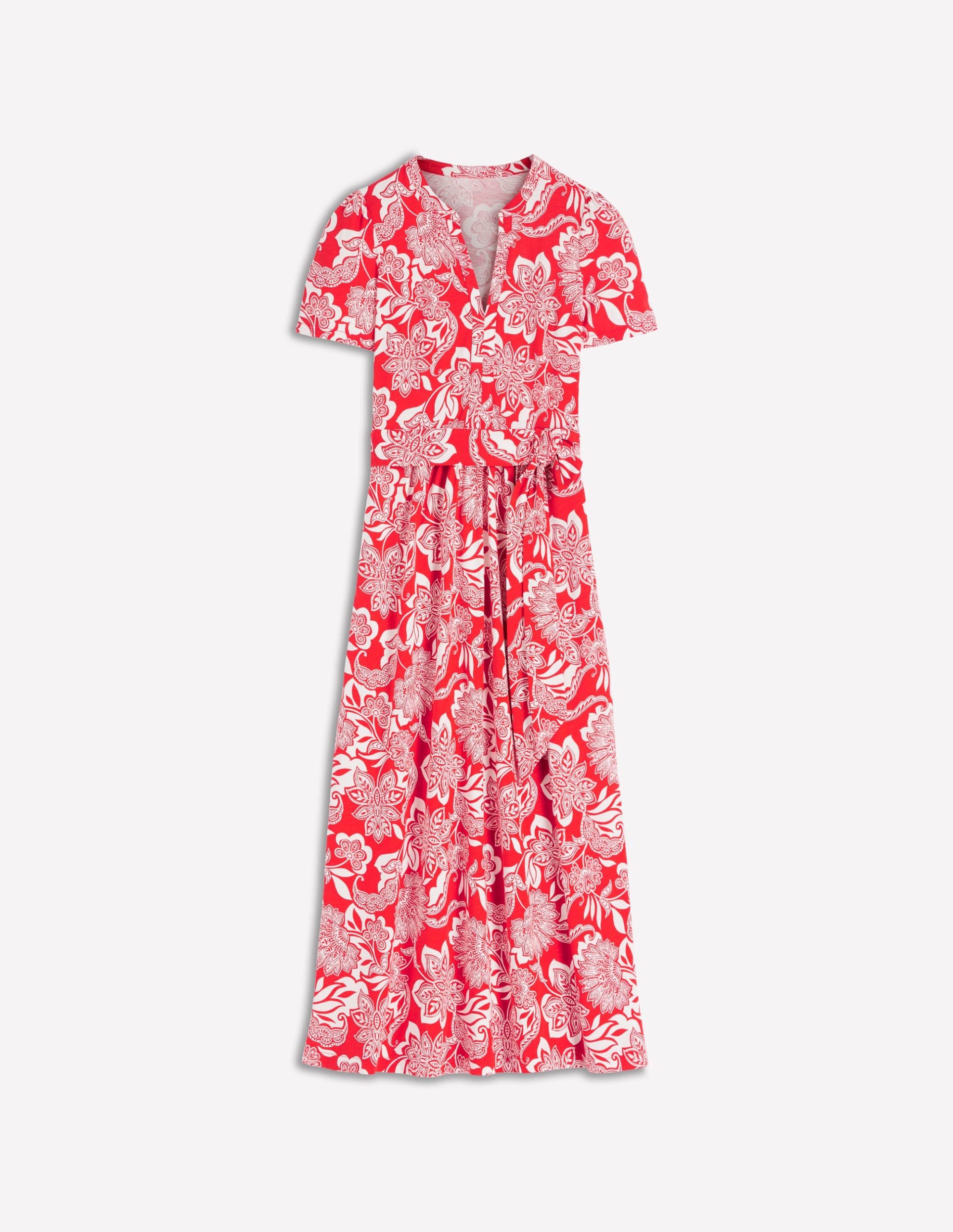 Naomi Jersey Midi Dress-Blood Orange. Elegant Blossom - Image 7