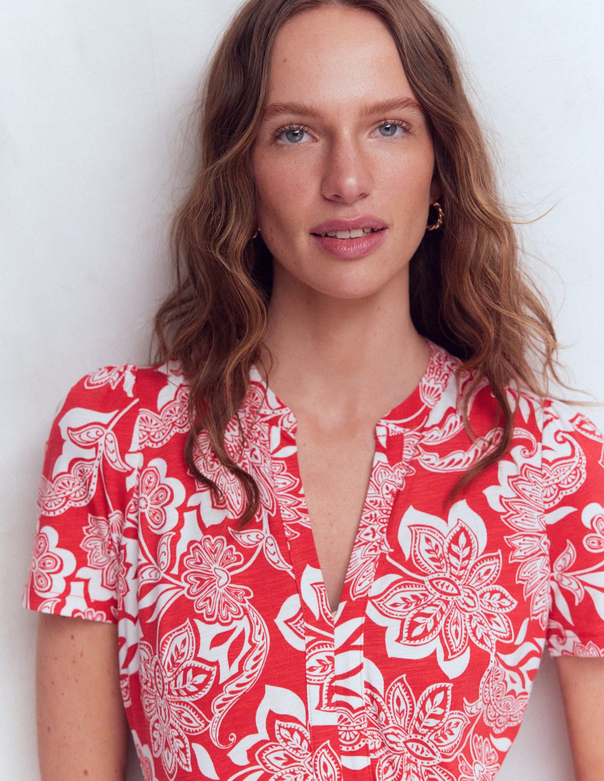 Naomi Jersey Midi Dress-Blood Orange. Elegant Blossom - Image 2