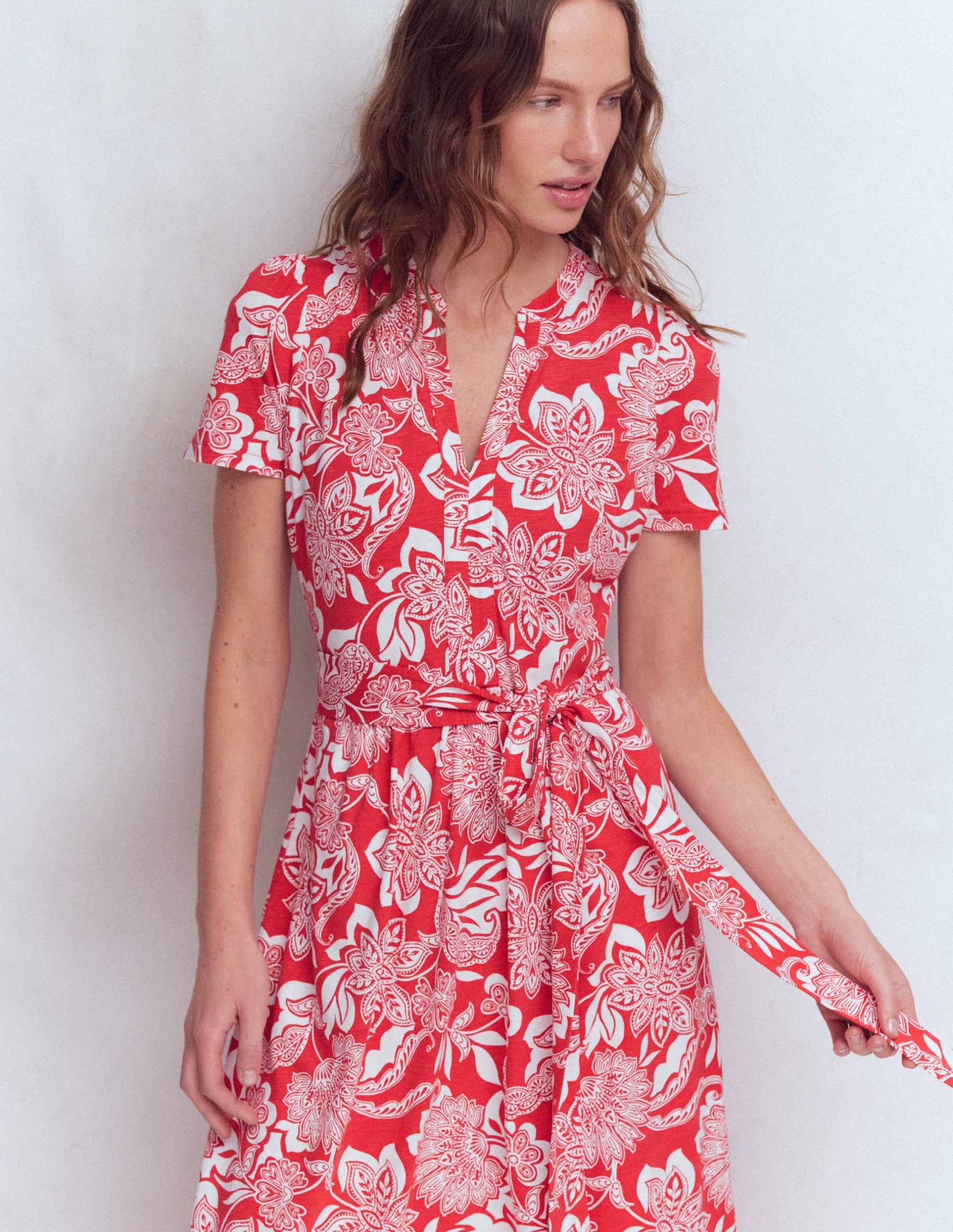 Naomi Jersey Midi Dress-Blood Orange. Elegant Blossom - Image 5