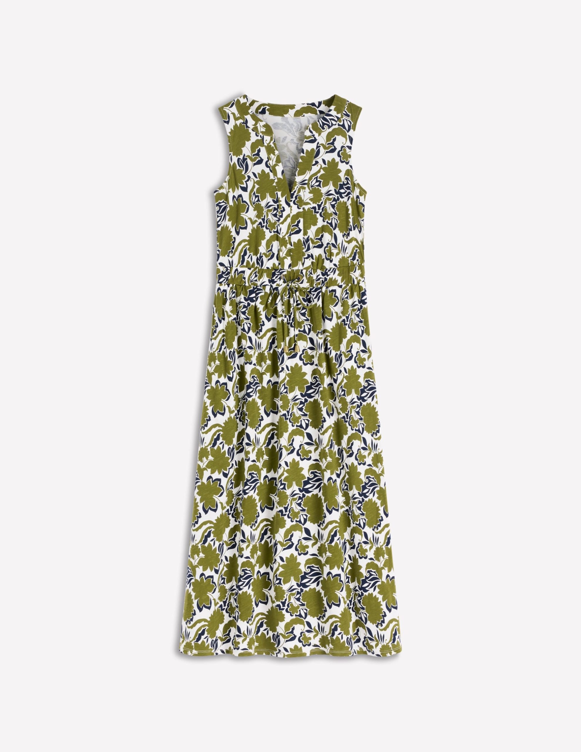 Delphine Midi Sleeveless Dress-Olive. Shadow Blossom - Image 5