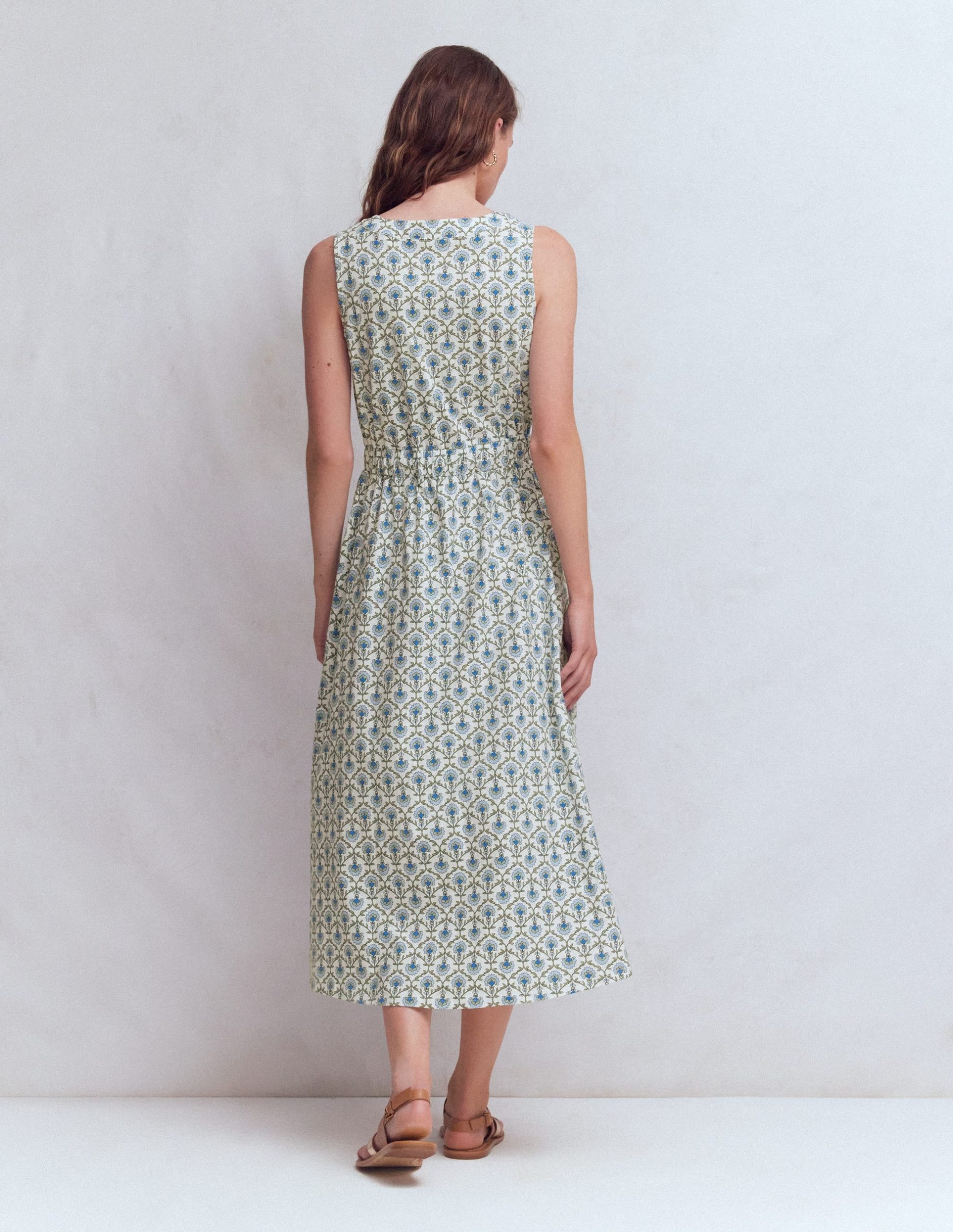 Delphine Midi Sleeveless Dress-Ivory. Flower Lattice - Image 3