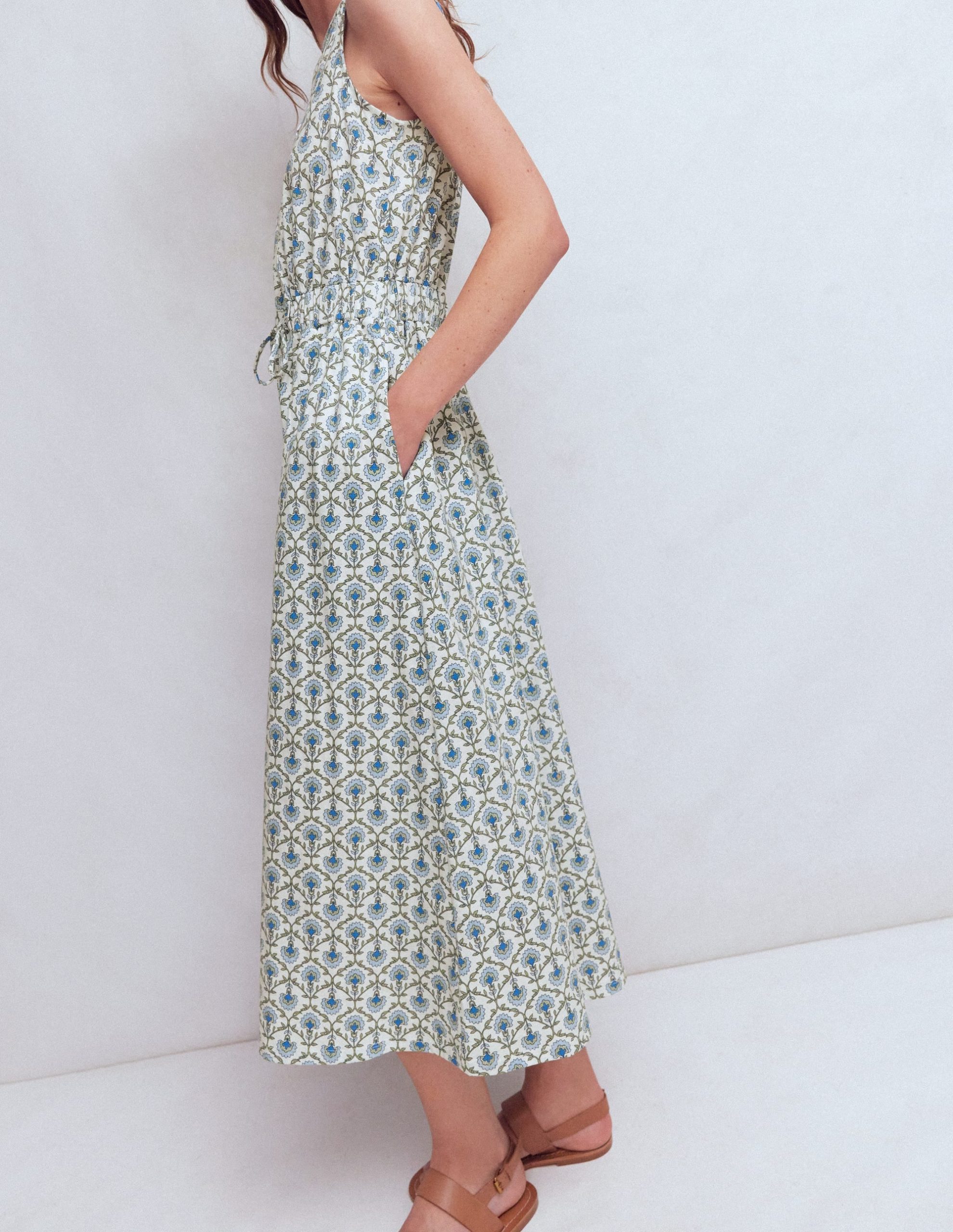Delphine Midi Sleeveless Dress-Ivory. Flower Lattice - Image 4