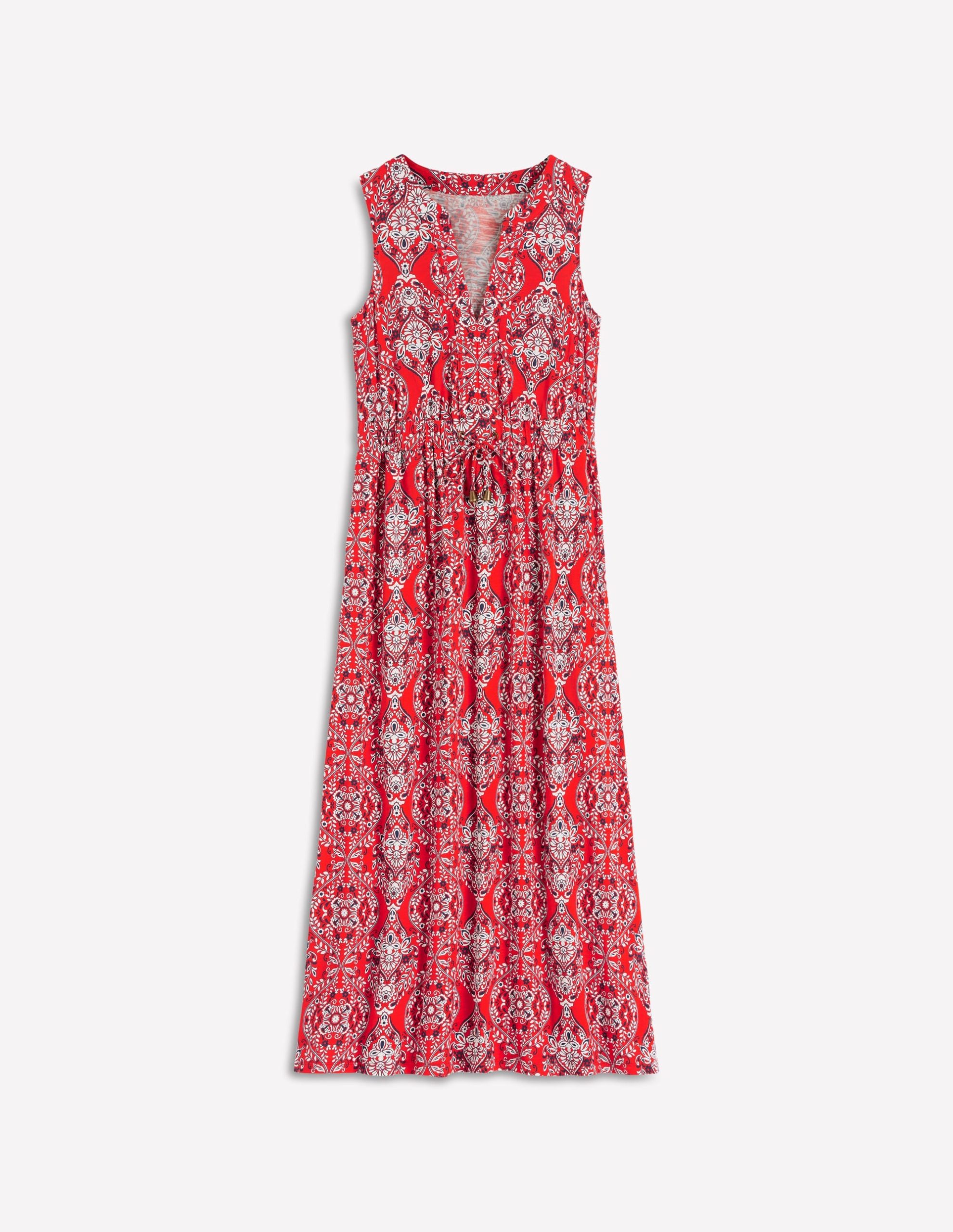 Delphine Midi Sleeveless Dress-Blood Orange. Gardenia - Image 6