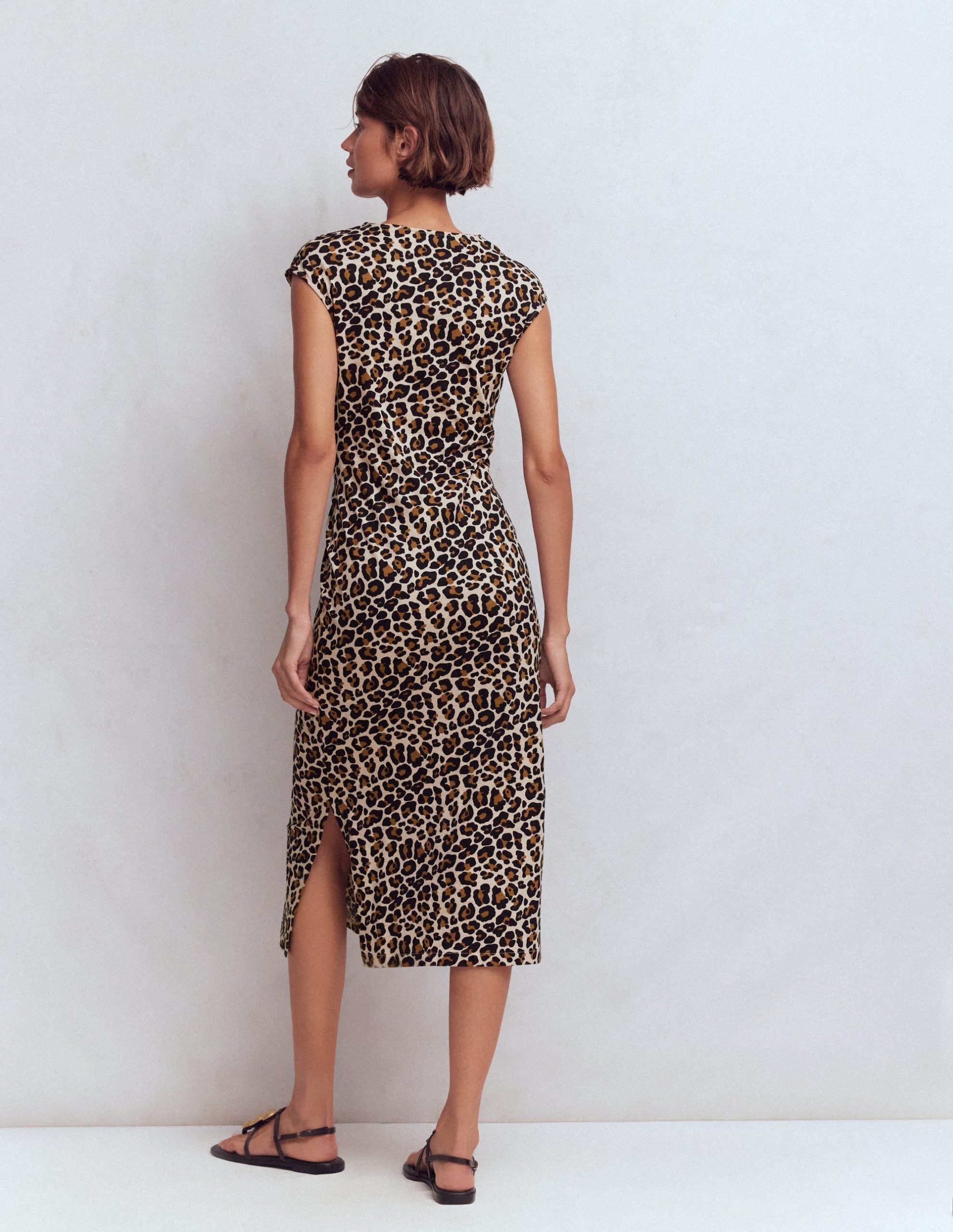 Delilah Twisted Midi Dress-Almond Milk. Cheetah Pop - Image 3