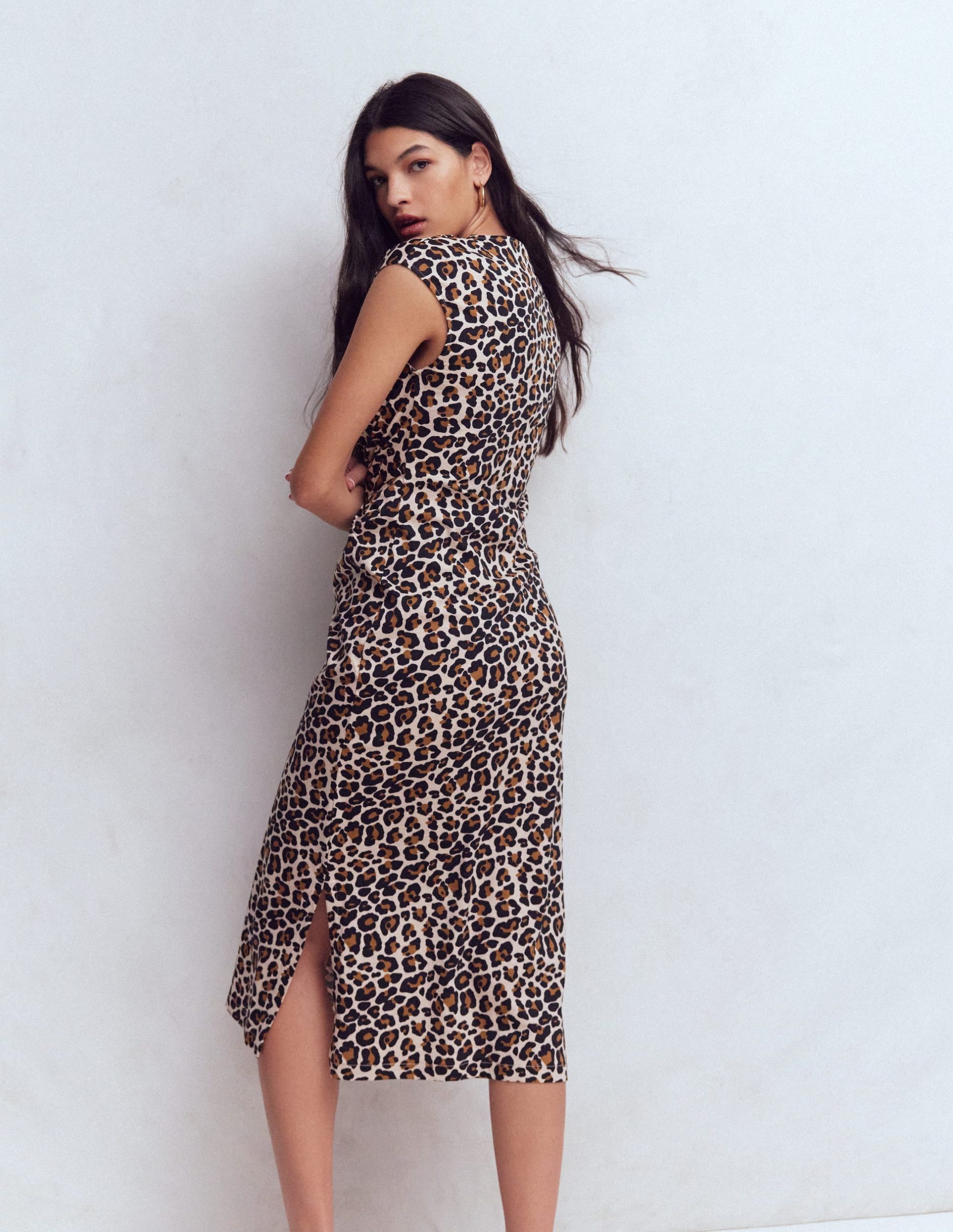 Delilah Twisted Midi Dress-Almond Milk. Cheetah Pop - Image 7