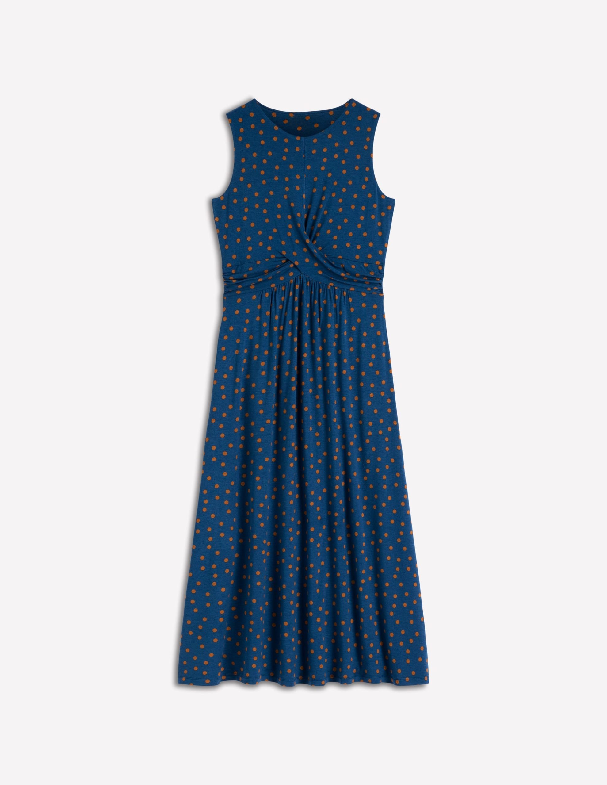 Zara Cross Waist Jersey Dress-Tourmaline Blue. Painted Dot - Image 6