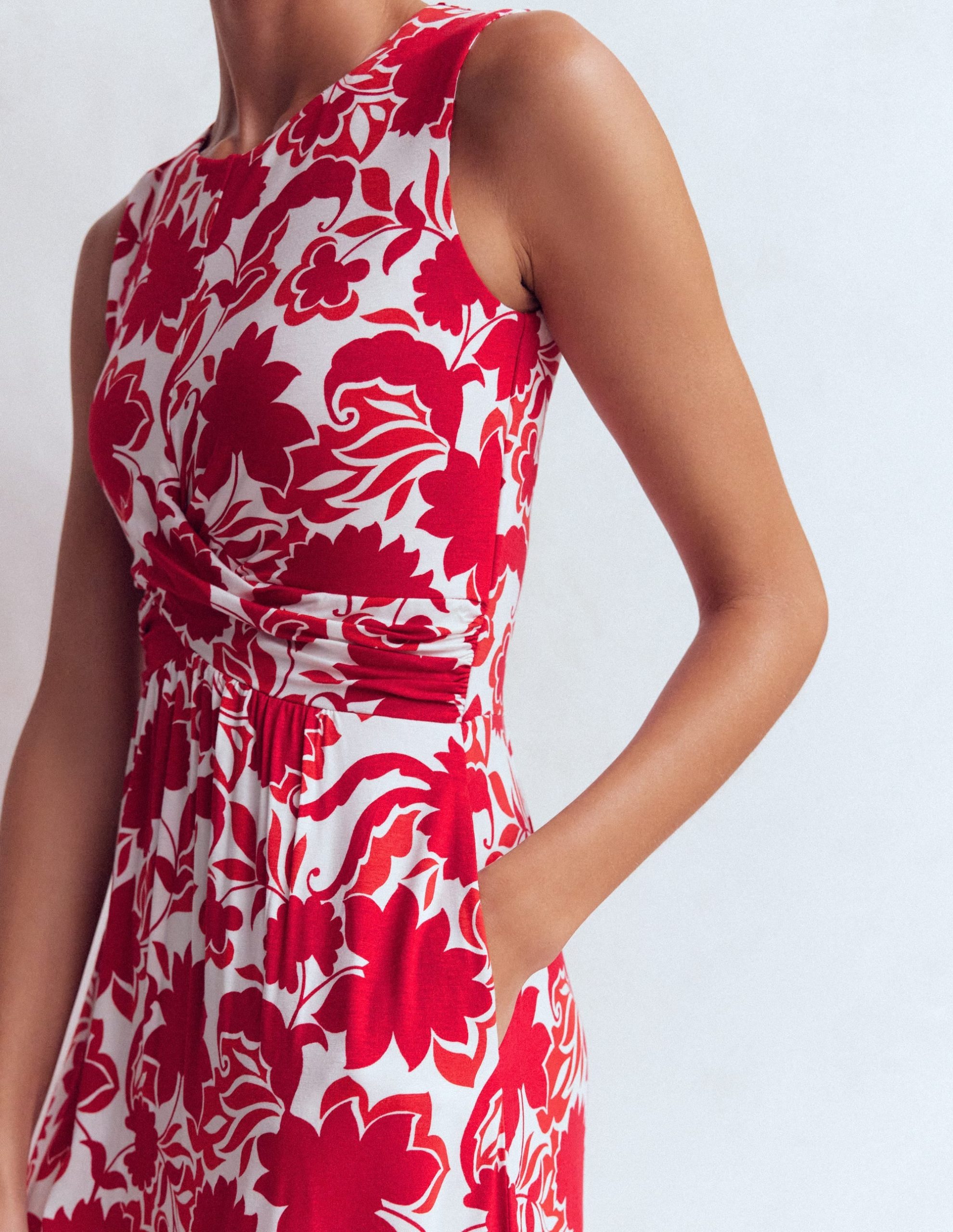 Zara Cross Waist Jersey Dress-Merida Red. Shadow Blossom - Image 2