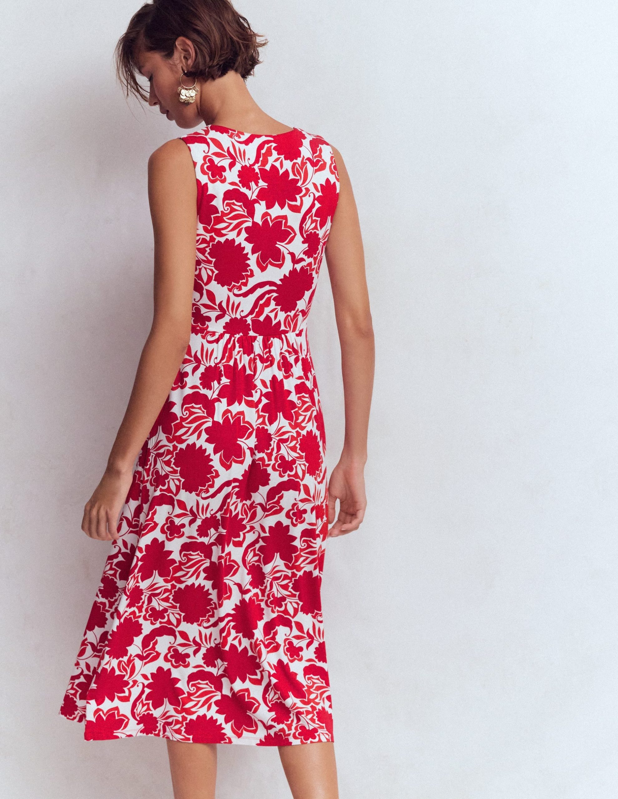 Zara Cross Waist Jersey Dress-Merida Red. Shadow Blossom - Image 3