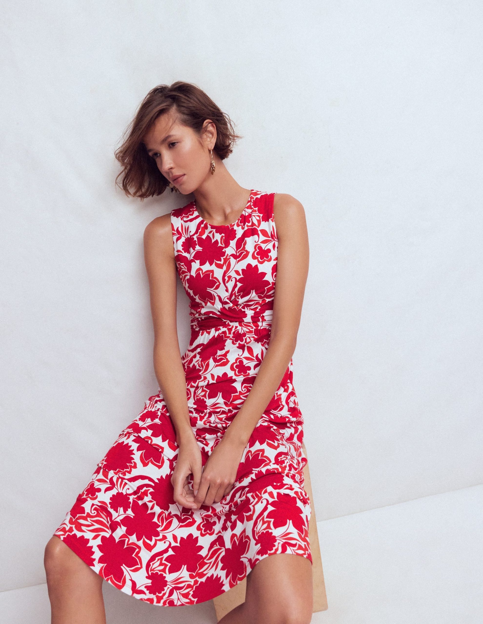 Zara Cross Waist Jersey Dress-Merida Red. Shadow Blossom - Image 5