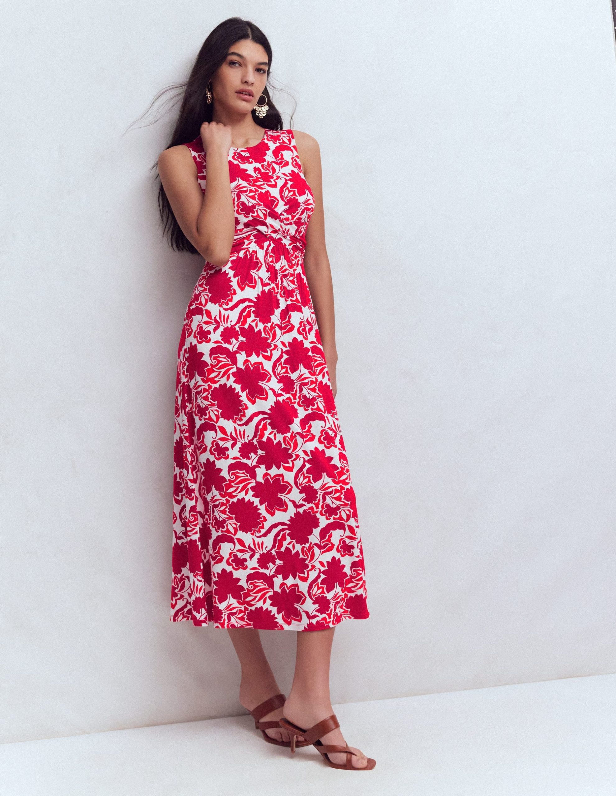 Zara Cross Waist Jersey Dress-Merida Red. Shadow Blossom - Image 6