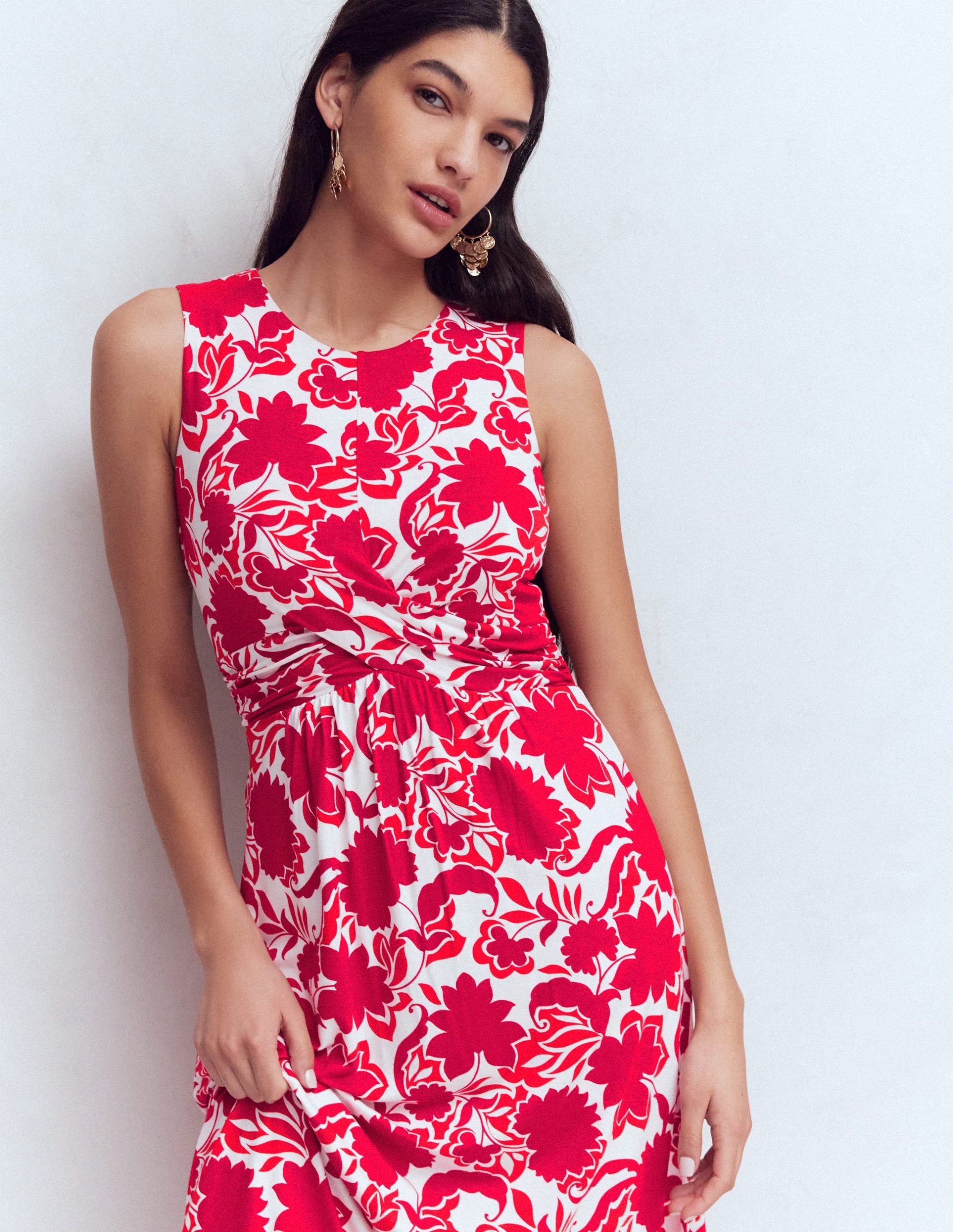 Zara Cross Waist Jersey Dress-Merida Red. Shadow Blossom - Image 7